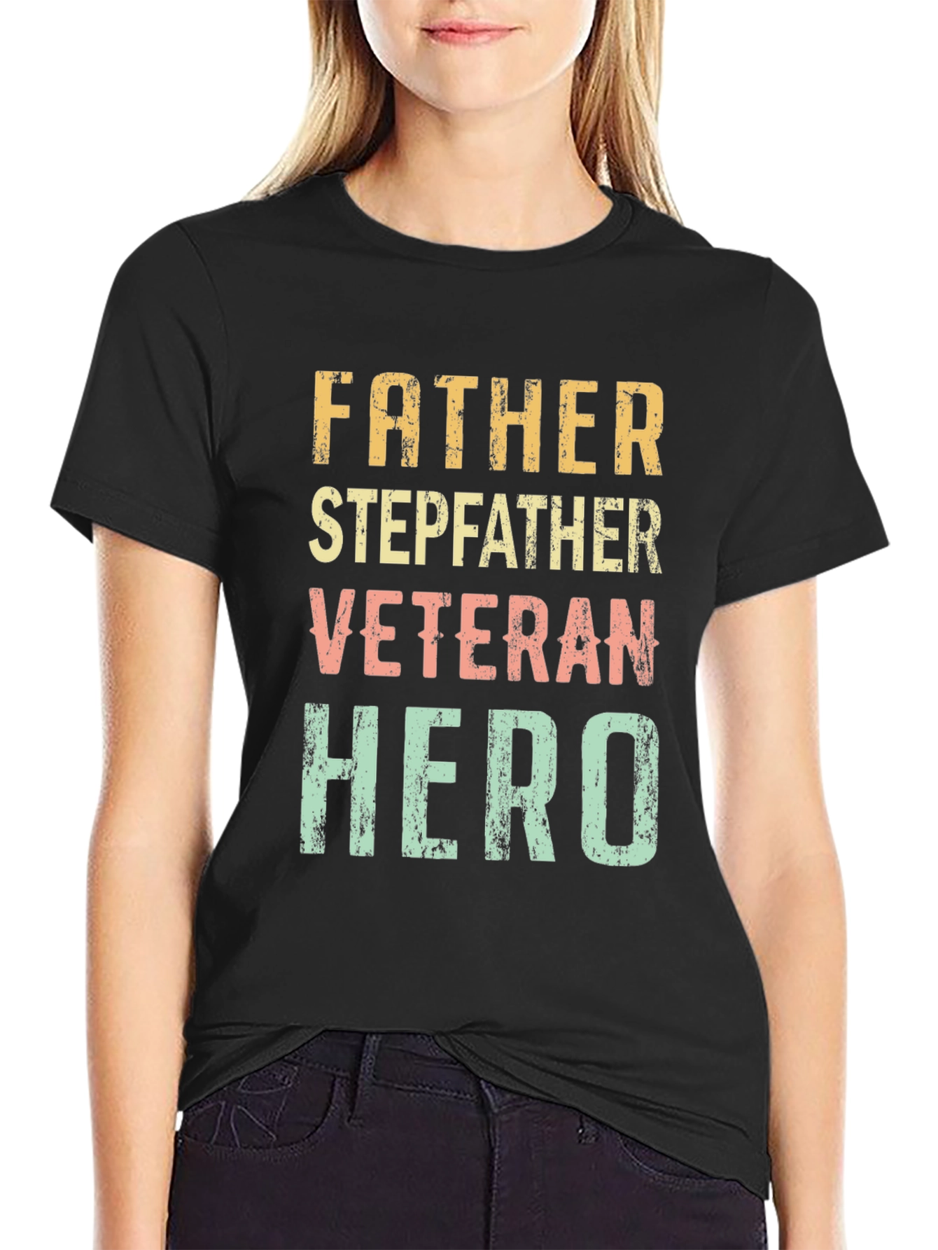 Father Stepfather Veteran Hero Graphic Tee