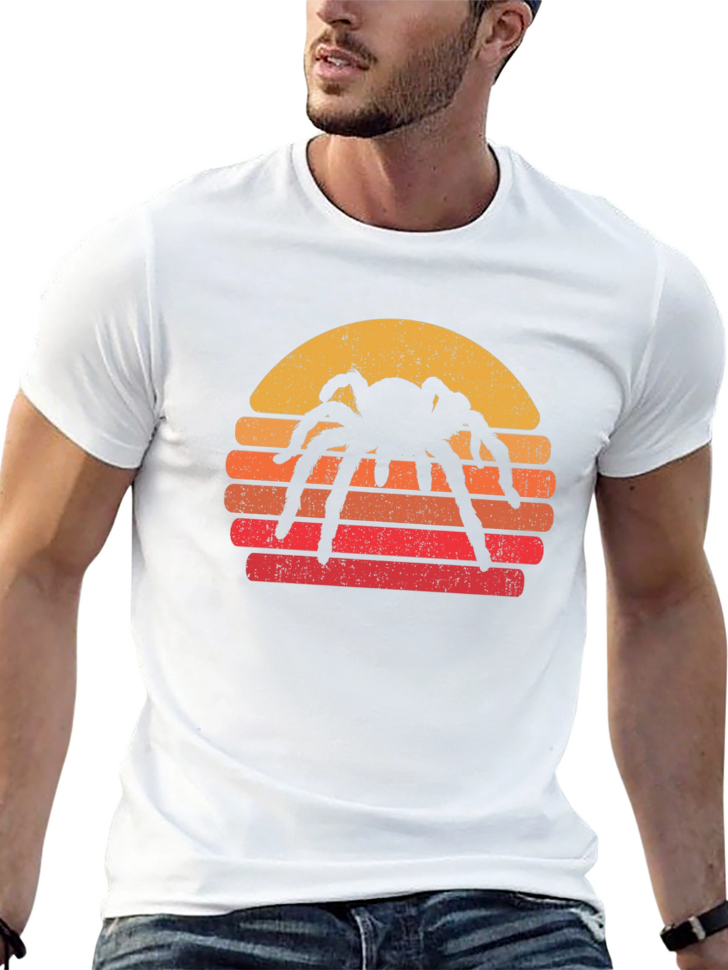 Spider Sunset Graphic T-Shirt - Retro Halloween Tee