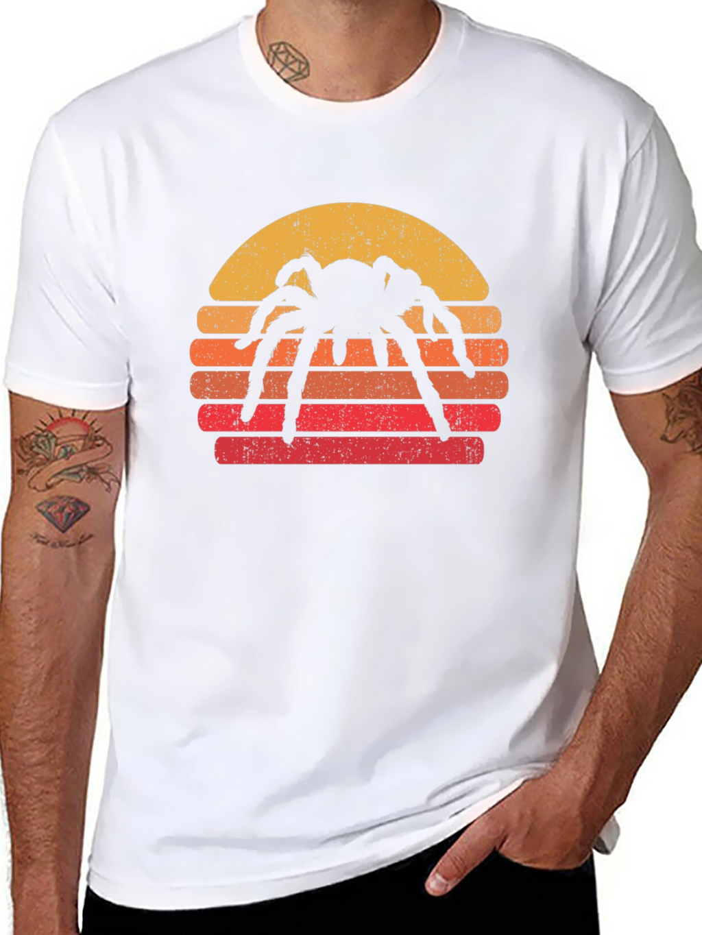 Spider Sunset Graphic T-Shirt - Retro Halloween Tee