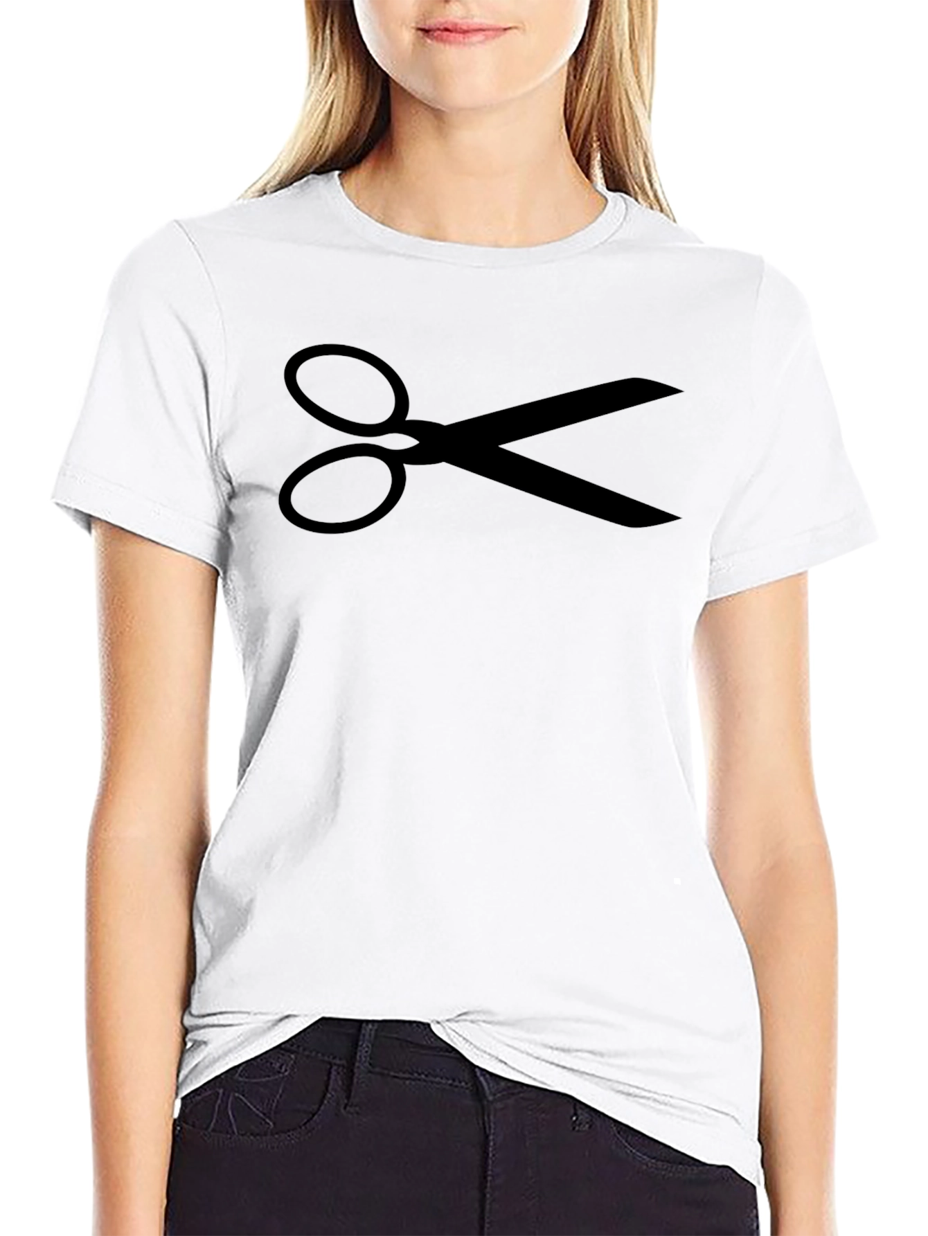 Scissors Graphic T-Shirt - Black Casual Tee