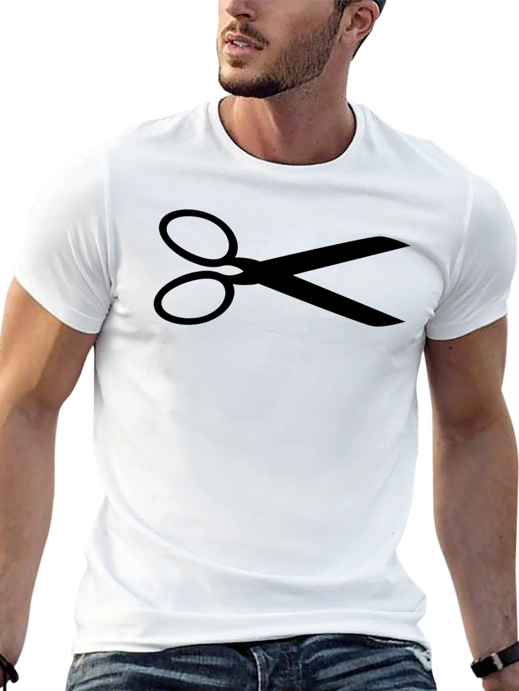 Scissors Graphic T-Shirt - Black Casual Tee