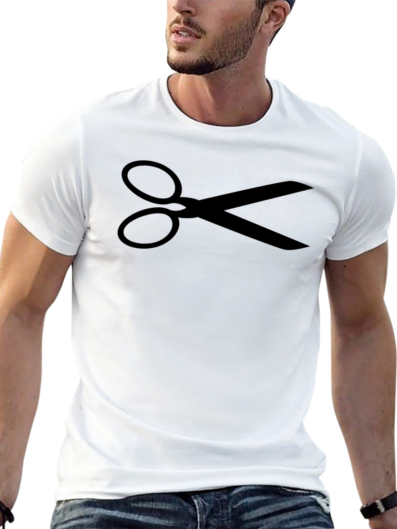 Scissors Graphic T-Shirt - Black Casual Tee