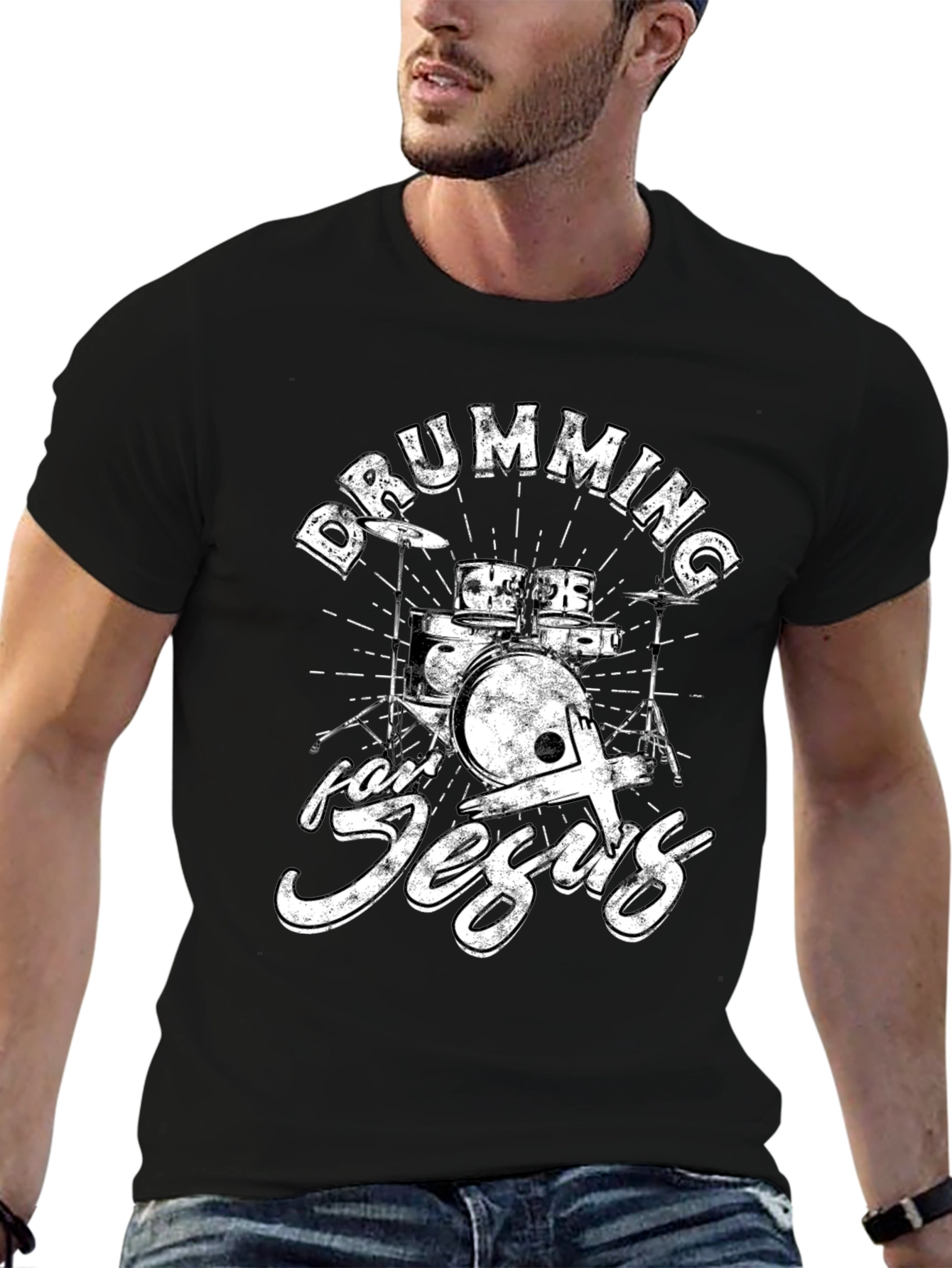 Drumming for Jesus Black T-Shirt