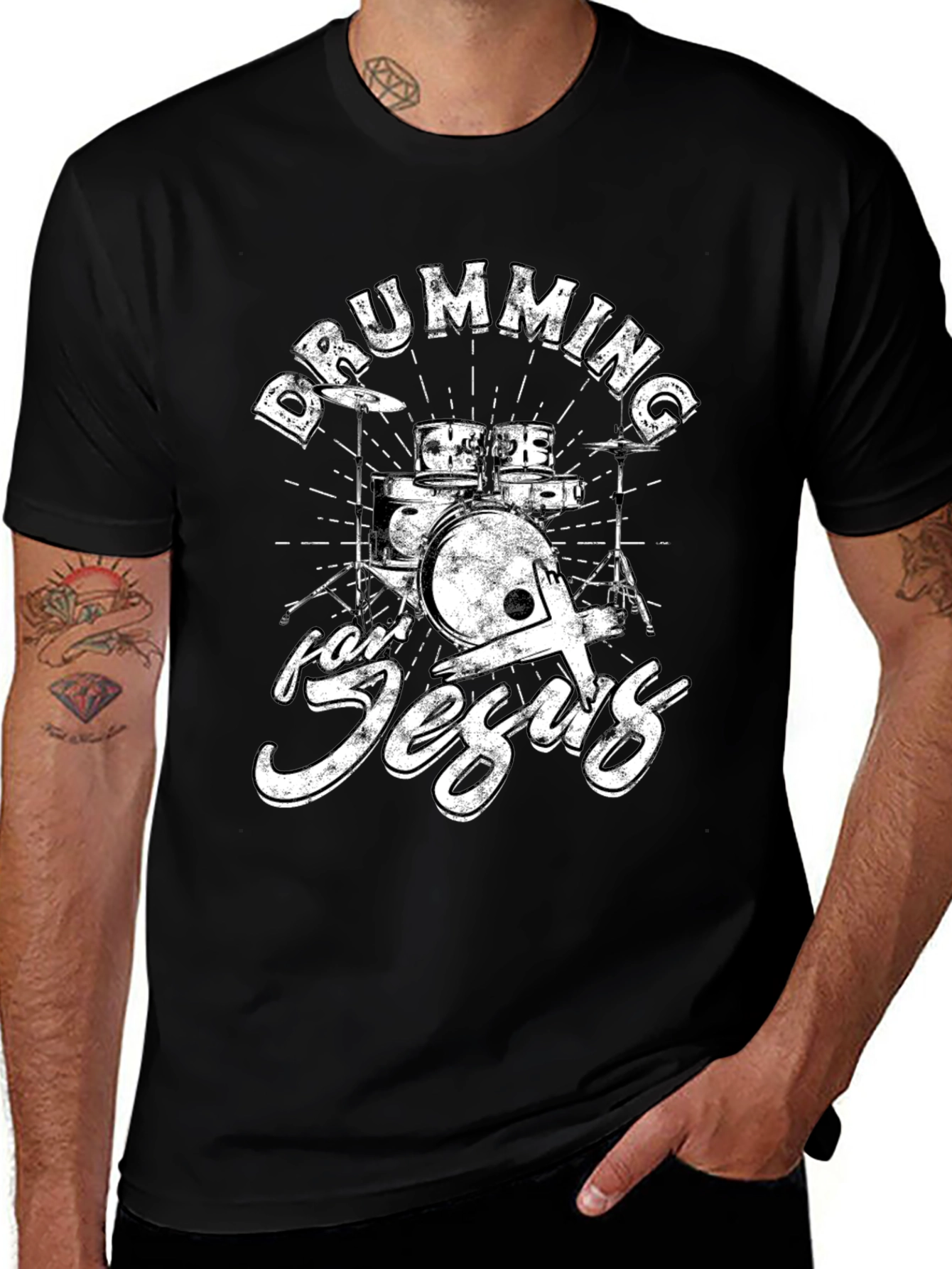Drumming for Jesus Black T-Shirt
