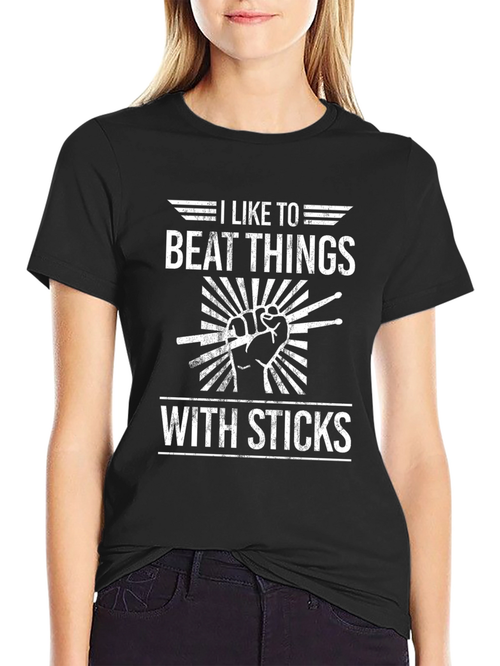 I Like to Beat Things With Sticks Drummer T-Shirt