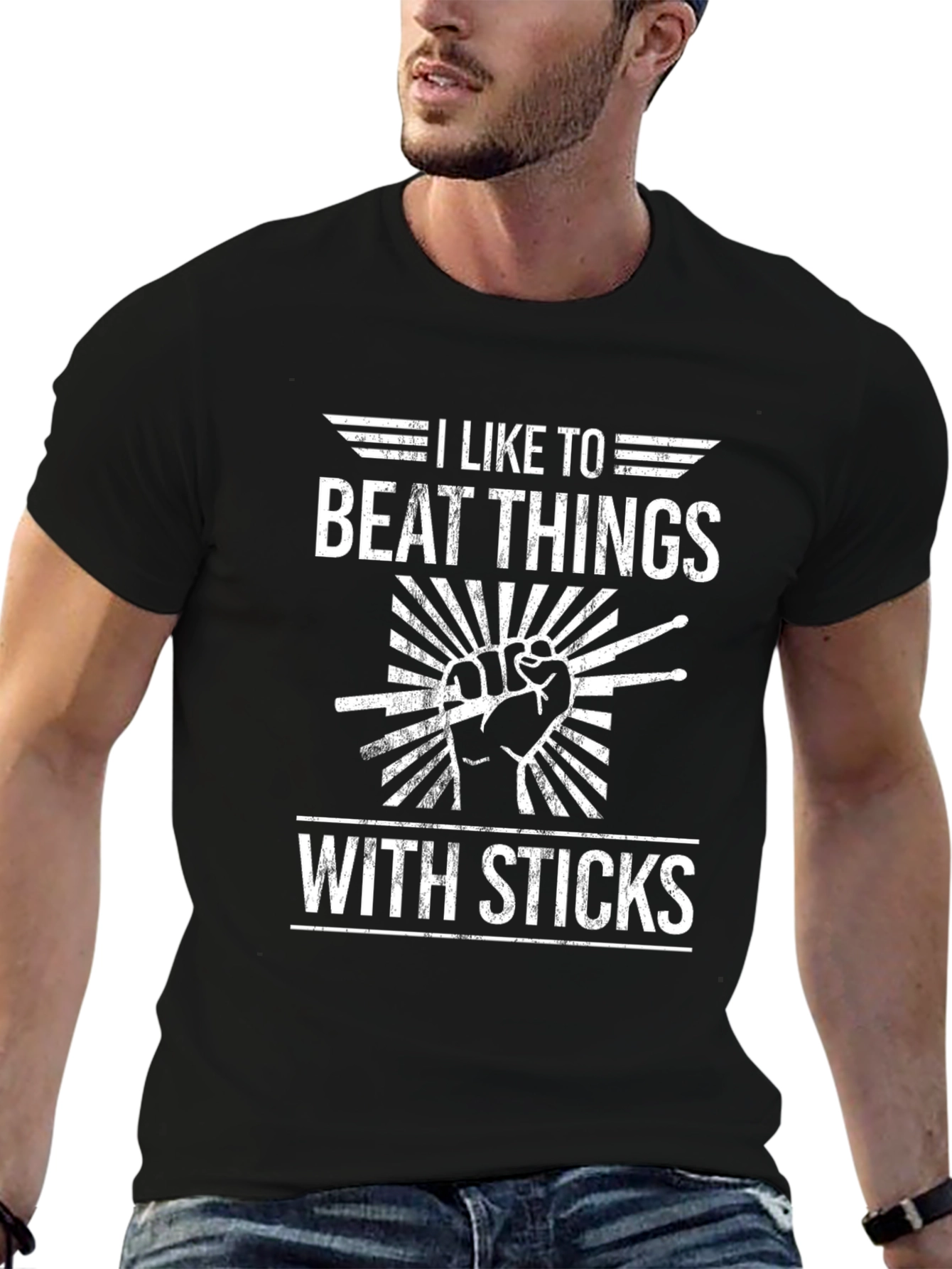 I Like to Beat Things With Sticks Drummer T-Shirt