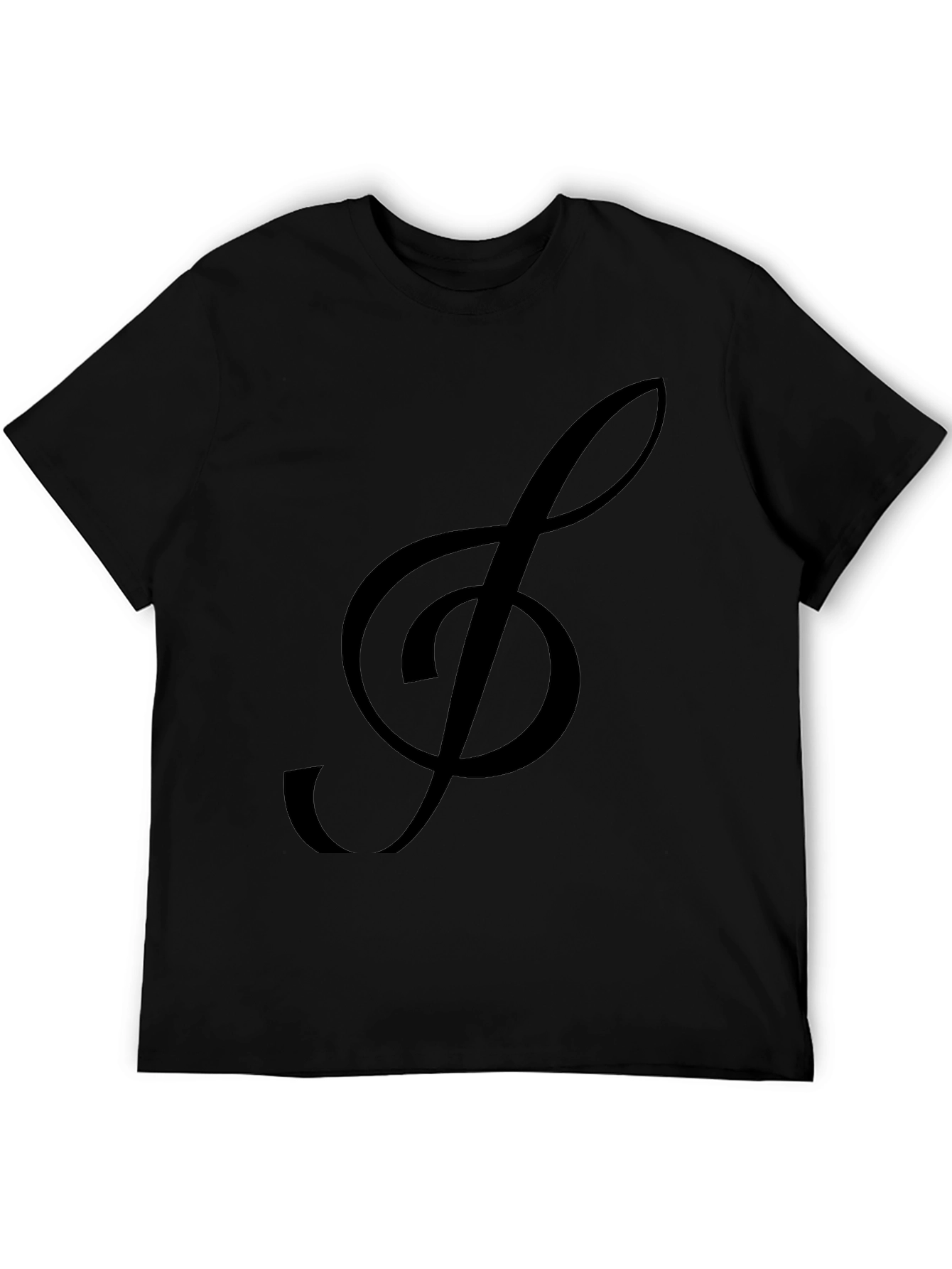 Musical Clef Graphic Tee - Black Cotton T-Shirt