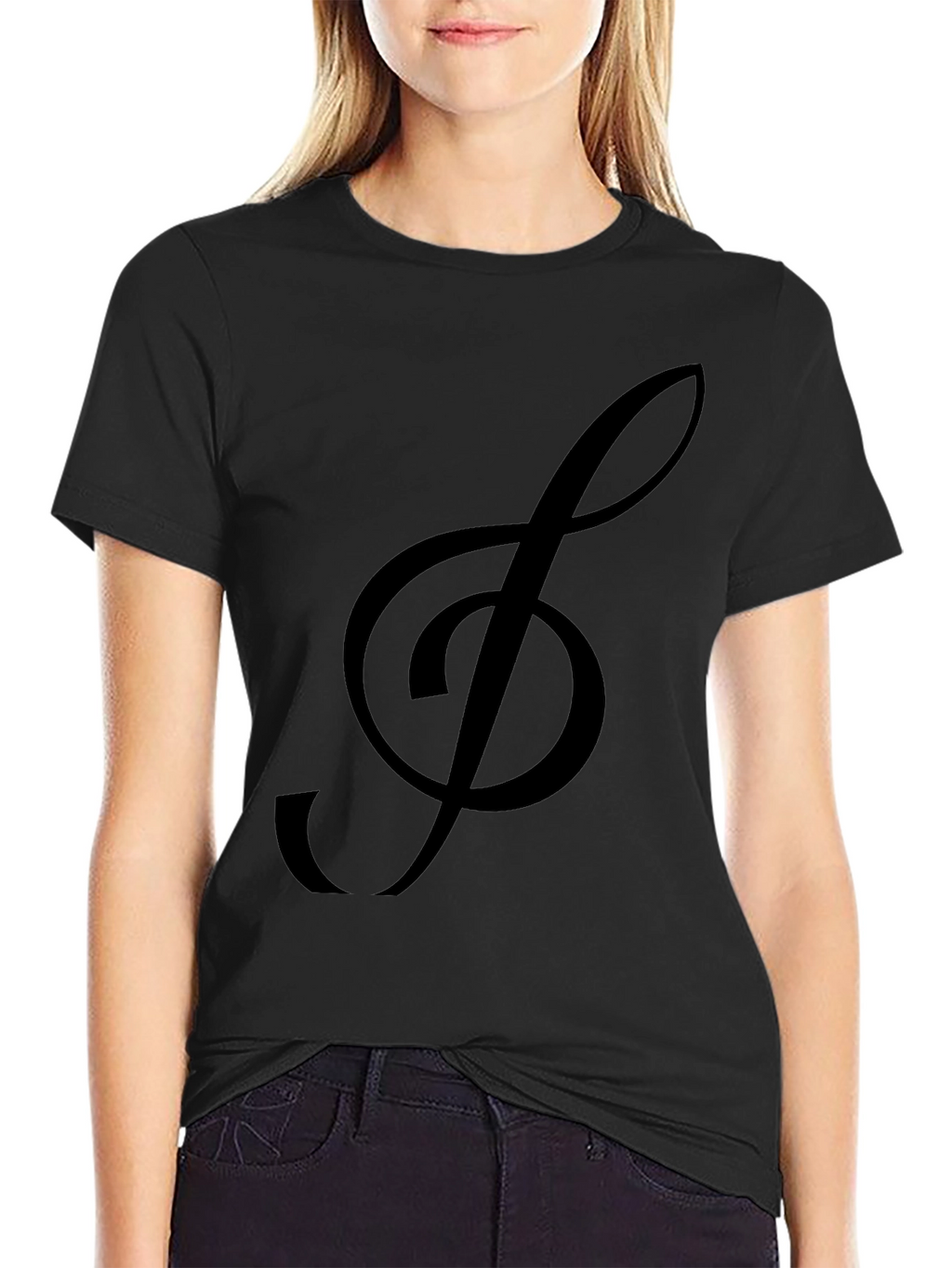 Musical Clef Graphic Tee - Black Cotton T-Shirt