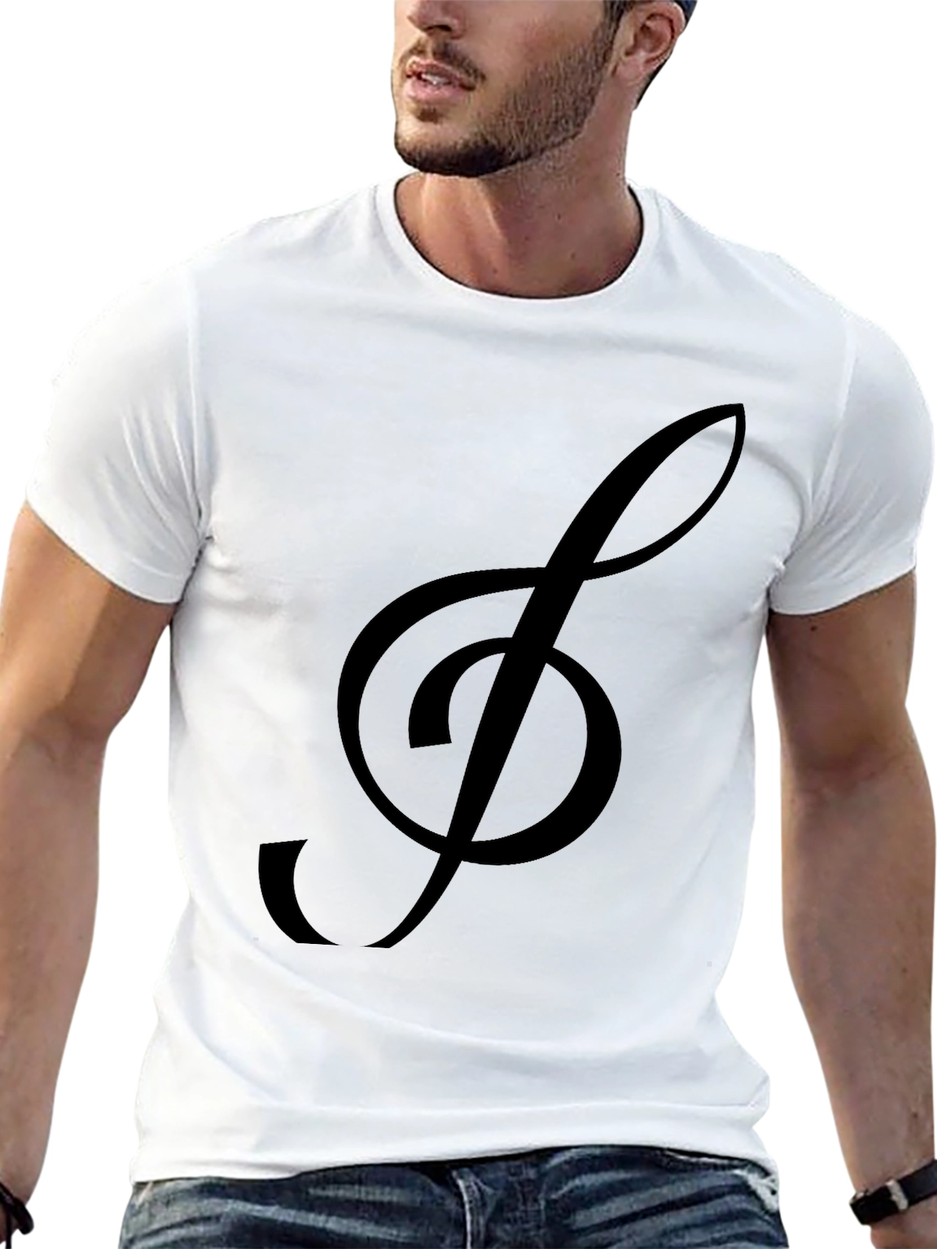 Musical Clef Graphic Tee - Black Cotton T-Shirt