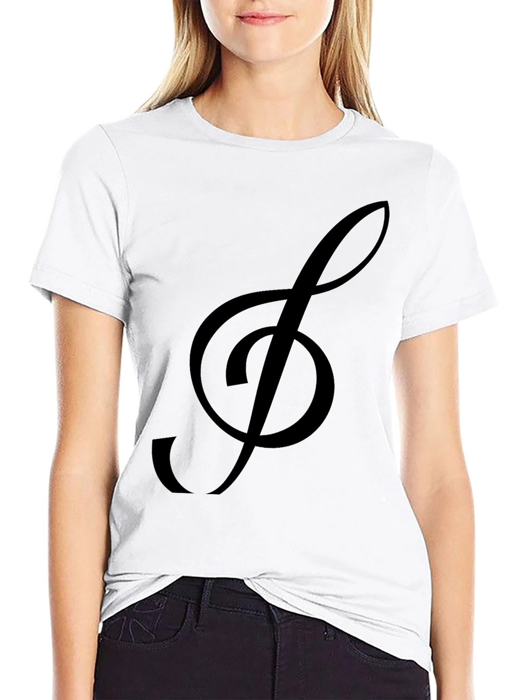 Musical Clef Graphic Tee - Black Cotton T-Shirt
