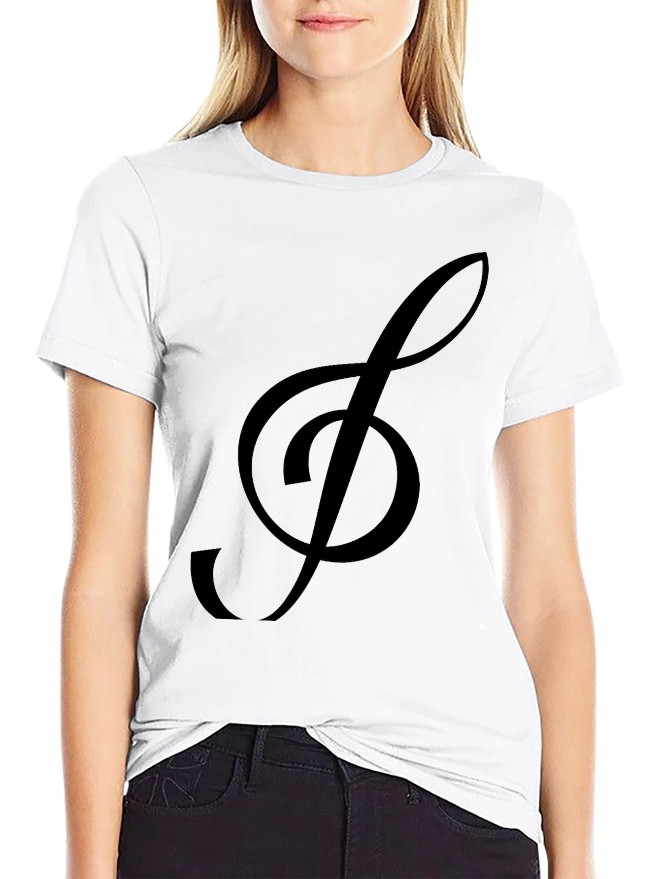 Musical Clef Graphic Tee - Black Cotton T-Shirt