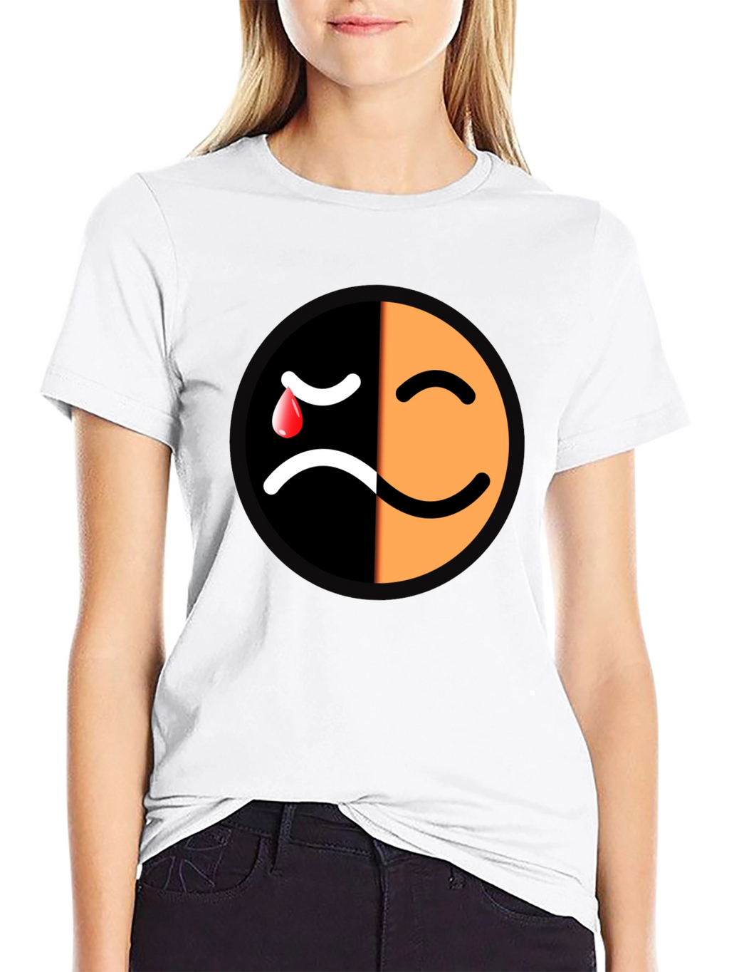 Emotional Mood T-Shirt - Happy Sad Face Graphic Tee