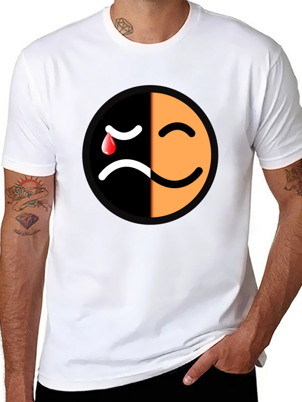 Emotional Mood T-Shirt - Happy Sad Face Graphic Tee