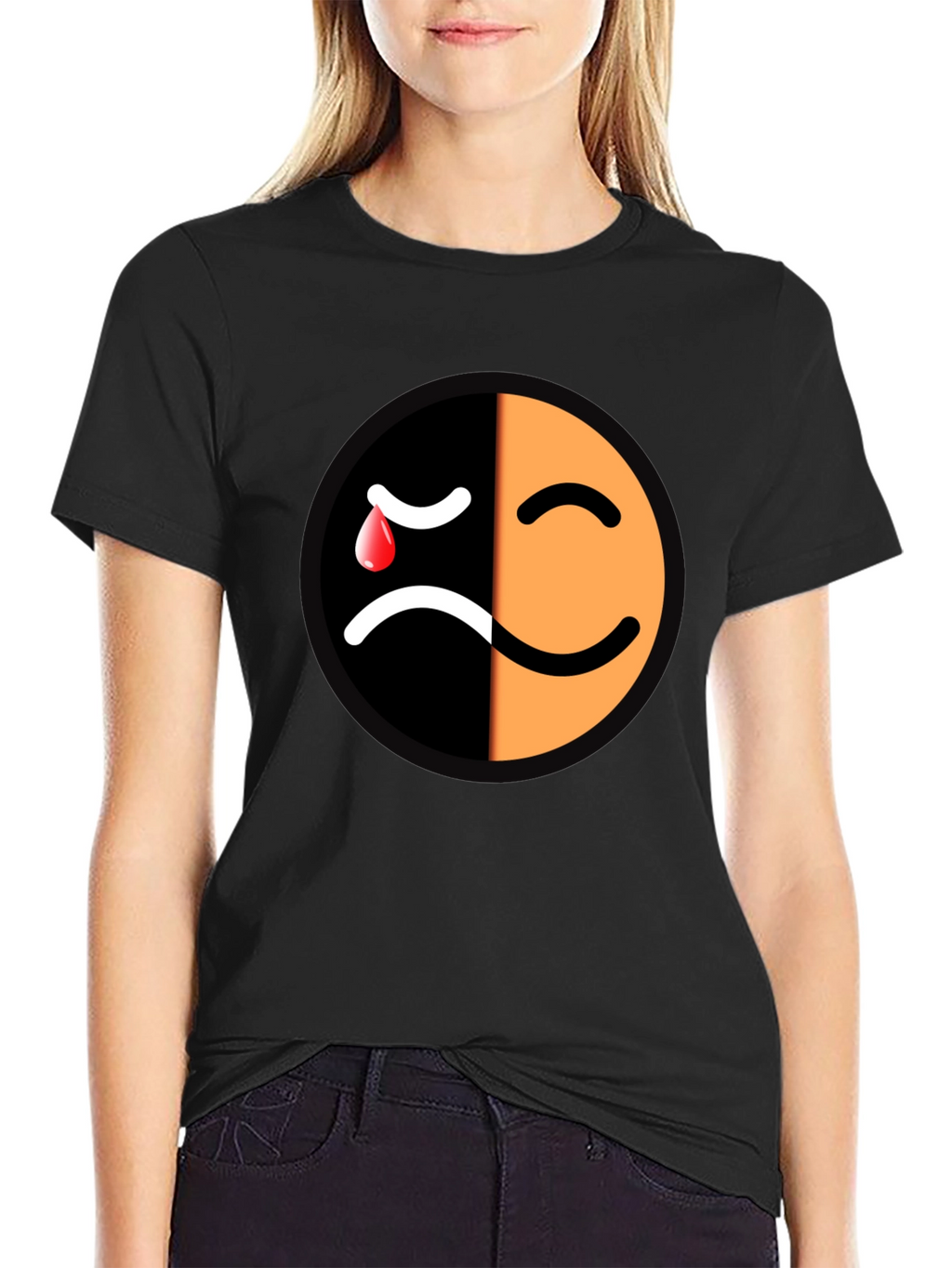Emotional Mood T-Shirt - Happy Sad Face Graphic Tee