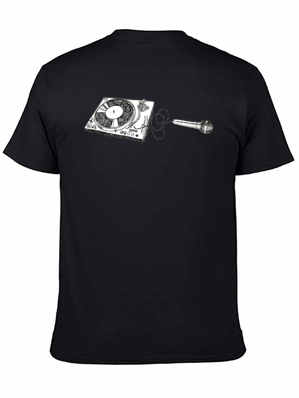 DJ Turntable and Microphone Graphic Tee - Black