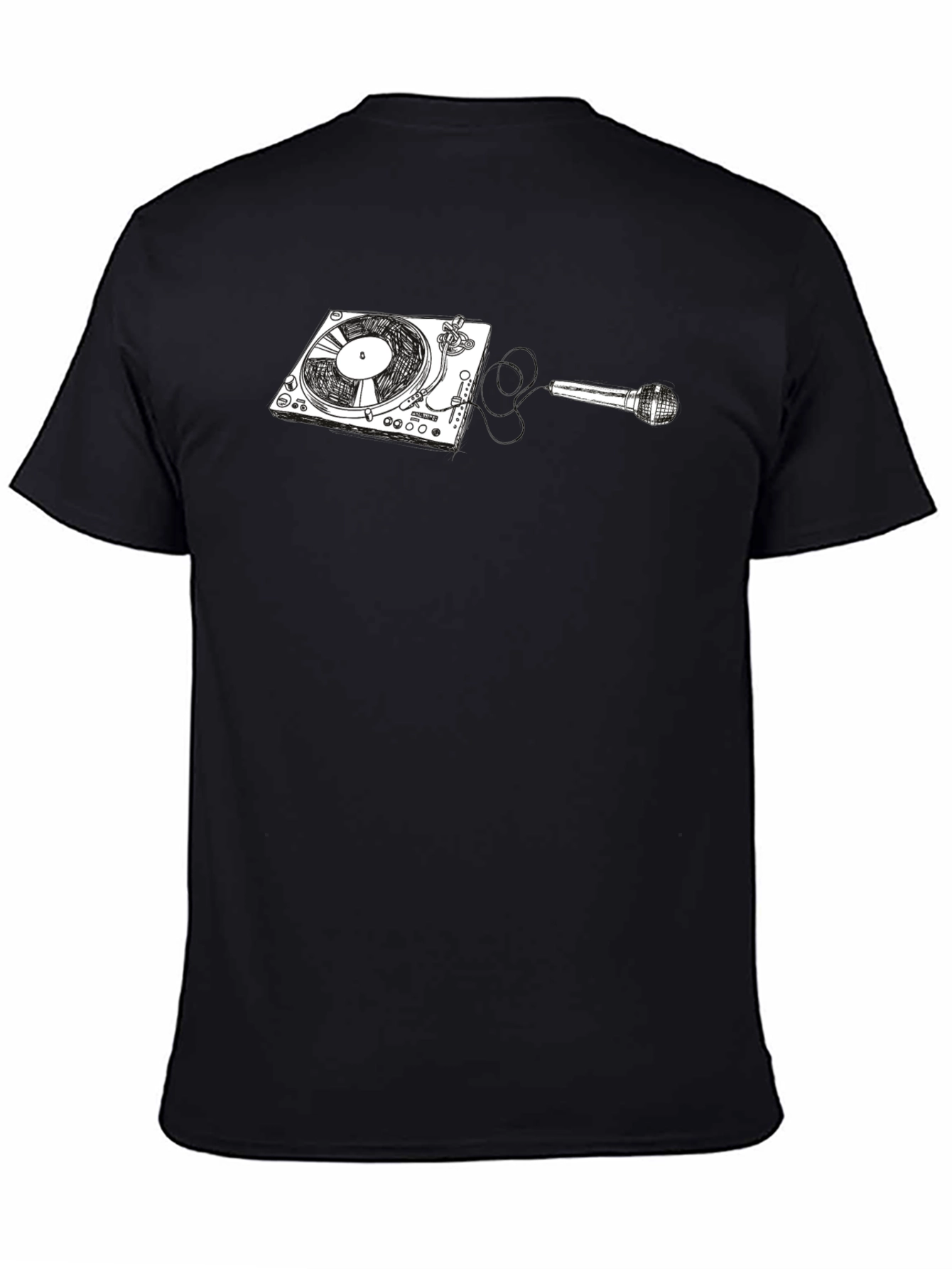 DJ Turntable and Microphone Graphic Tee - Black