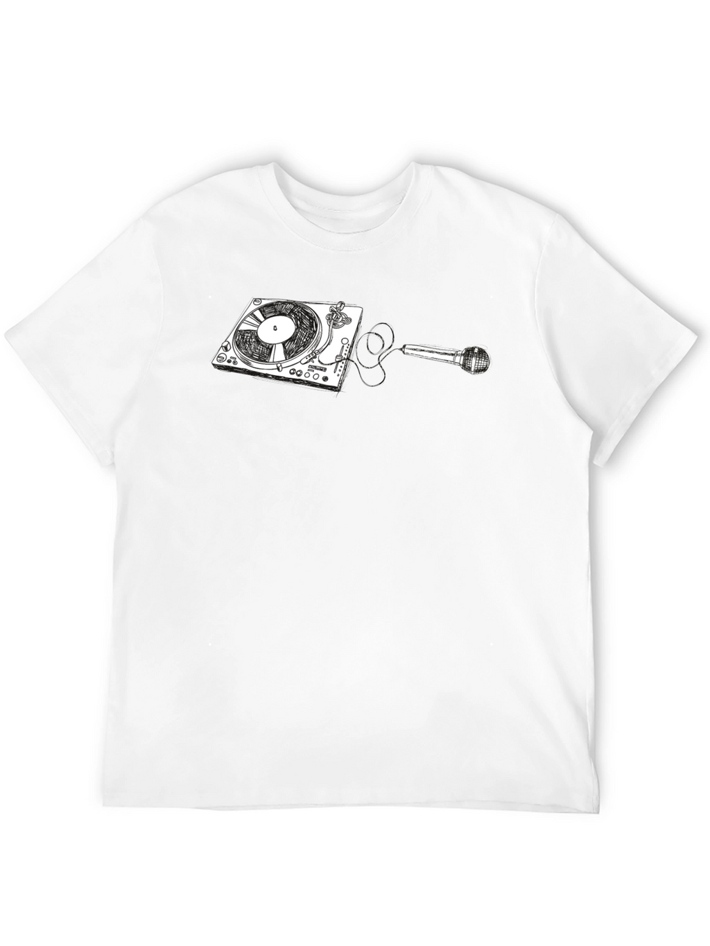 DJ Turntable and Microphone Graphic Tee - Black