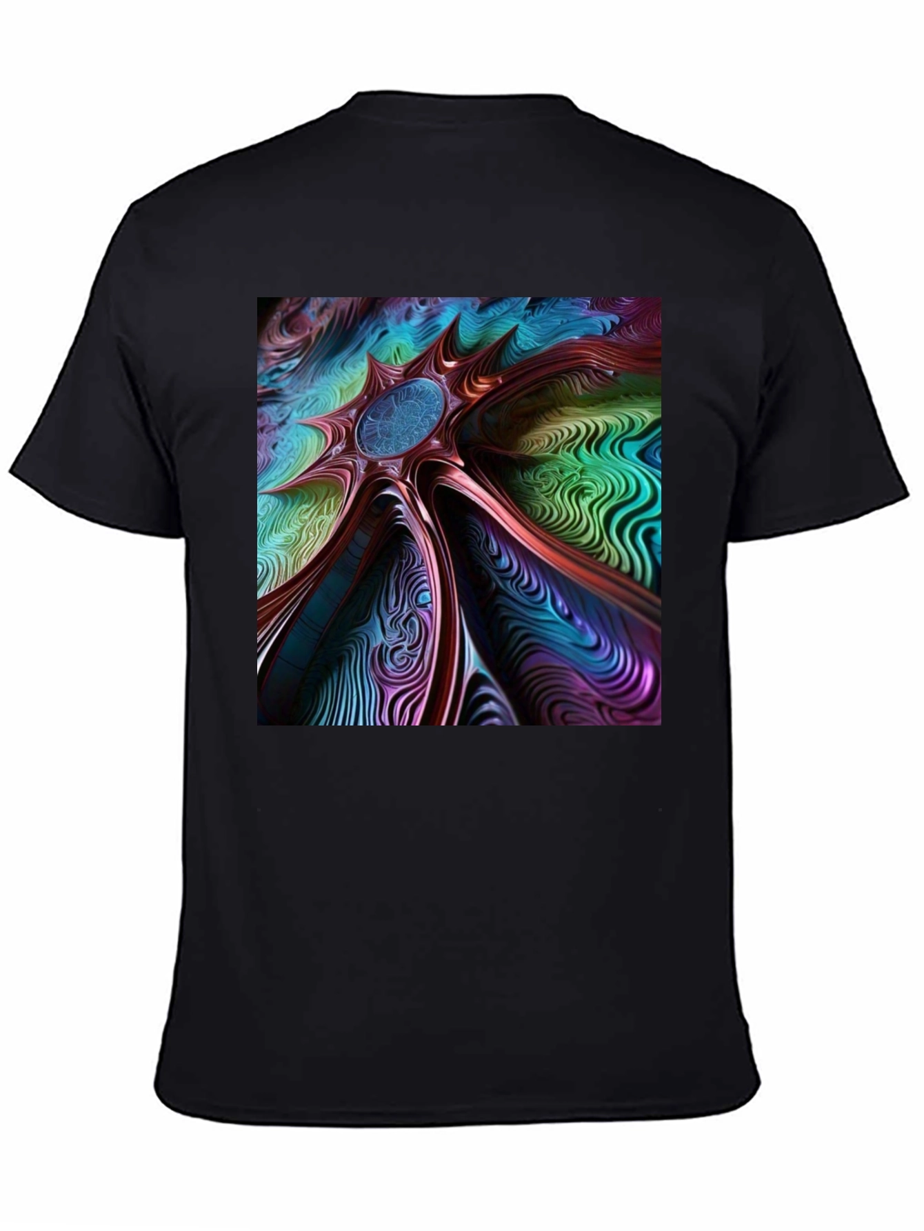 Abstract Art Tee: Colorful Vortex Design