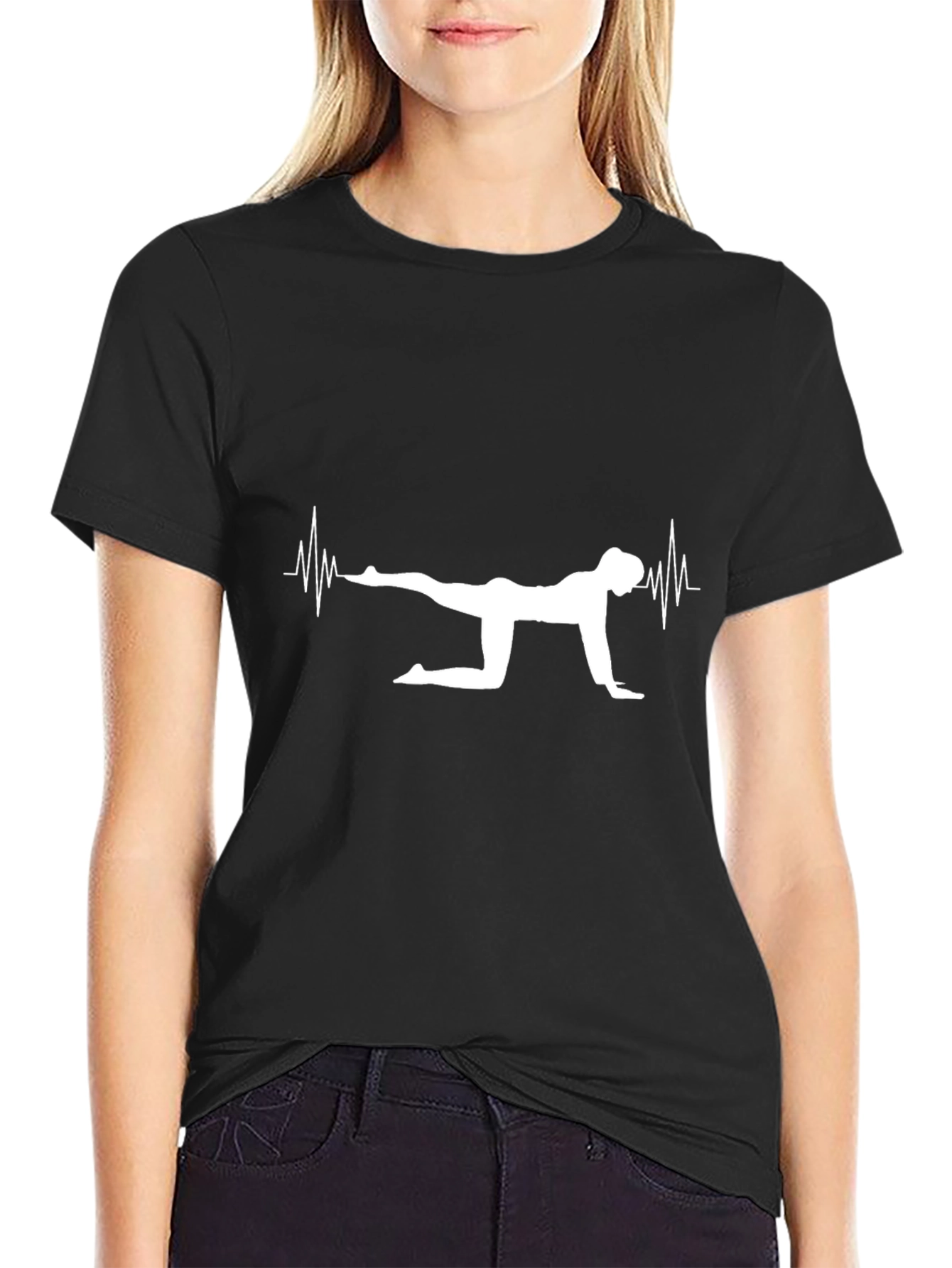 Yoga Heartbeat Graphic Tee - Black T-Shirt