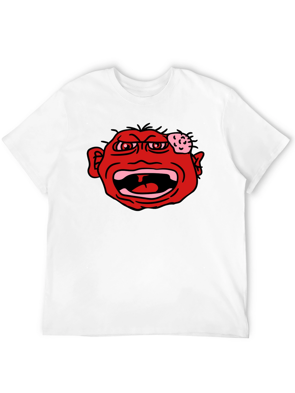 Angry Red Face Graphic Black T-Shirt