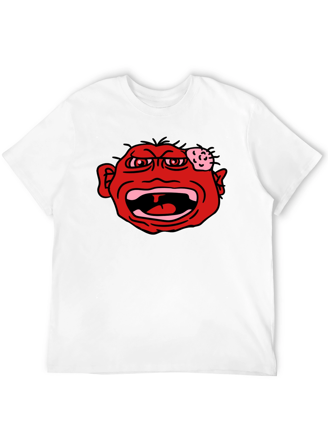 Angry Red Face Graphic Black T-Shirt