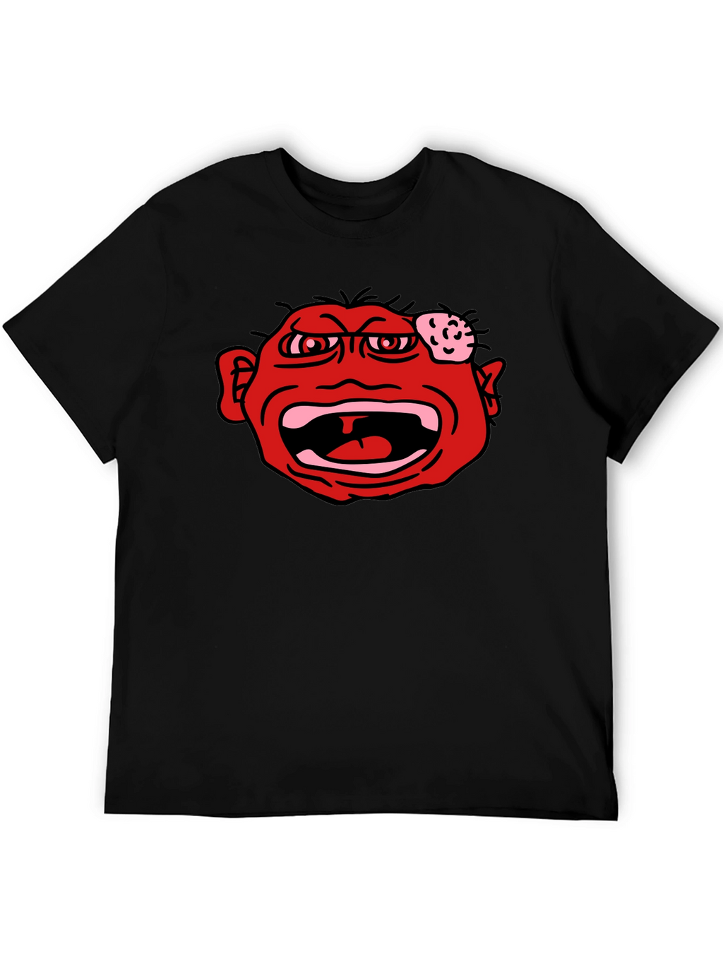 Angry Red Face Graphic Black T-Shirt