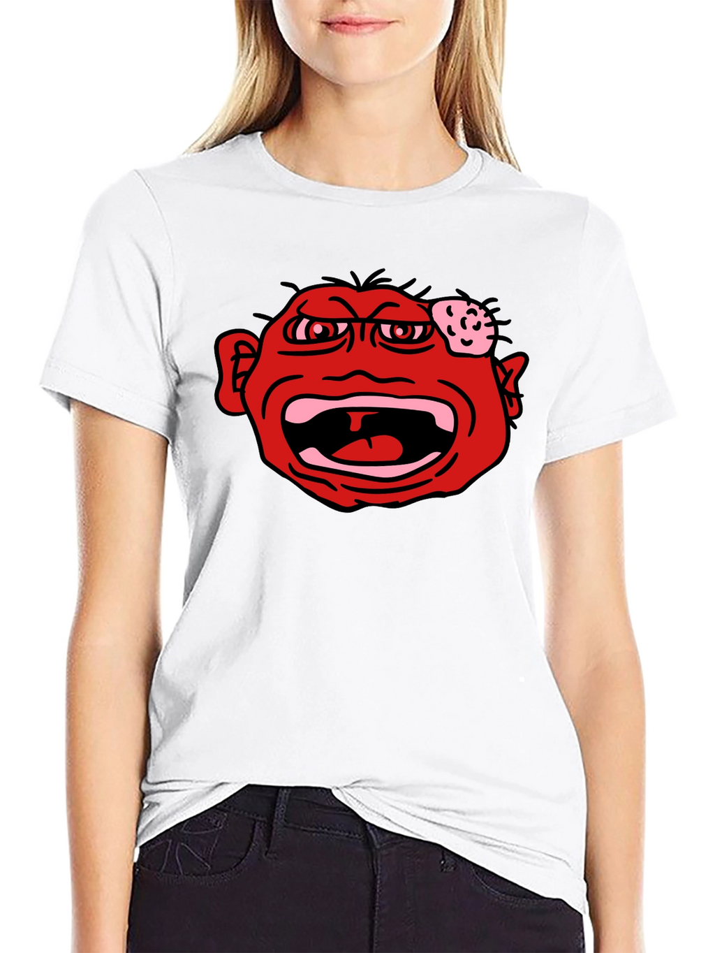 Angry Red Face Graphic Black T-Shirt