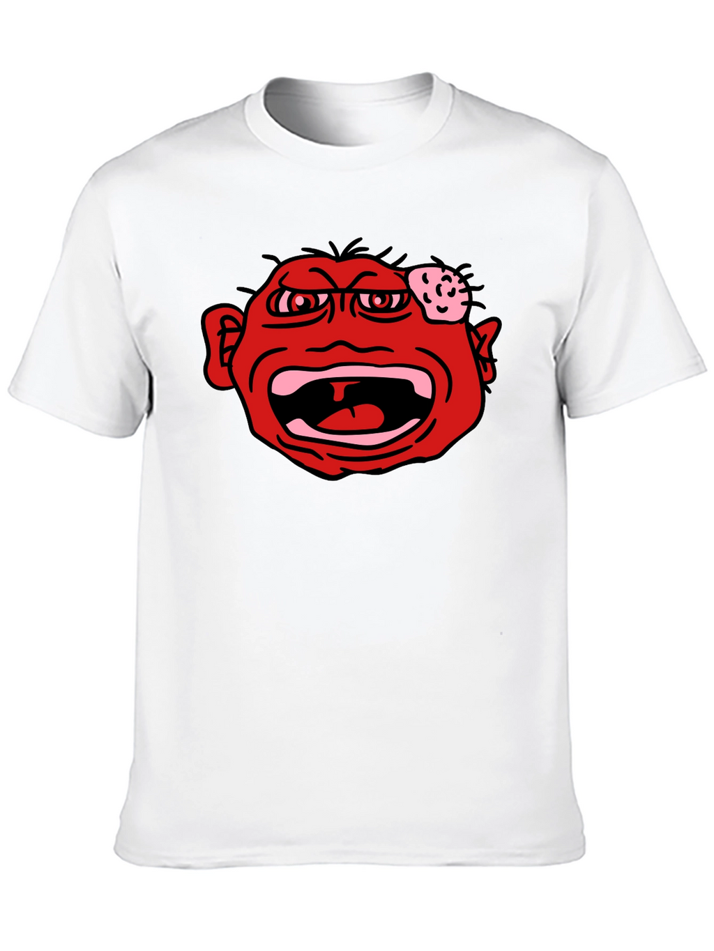 Angry Red Face Graphic Black T-Shirt