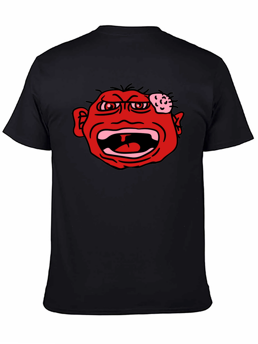 Angry Red Face Graphic Black T-Shirt