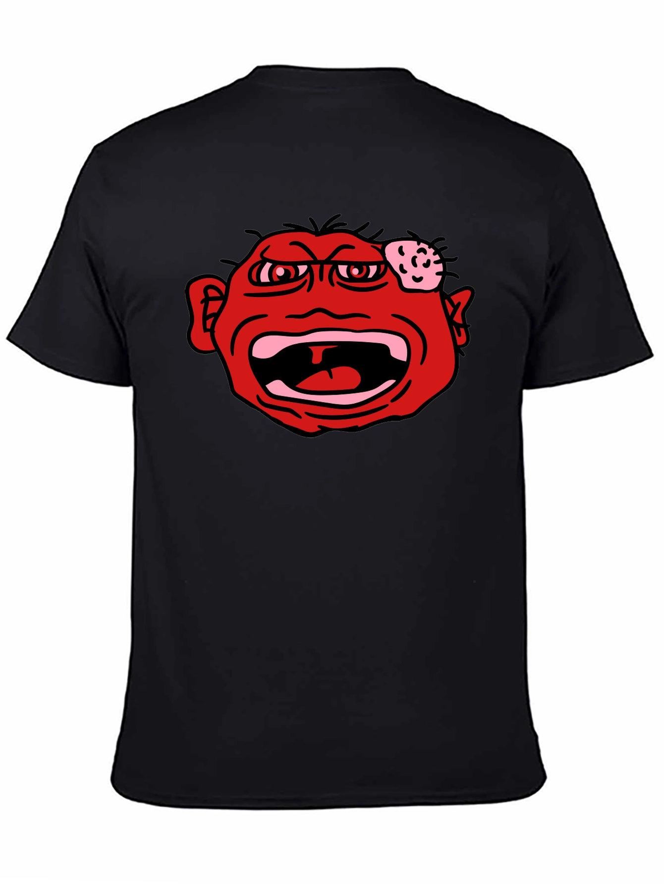 Angry Red Face Graphic Black T-Shirt