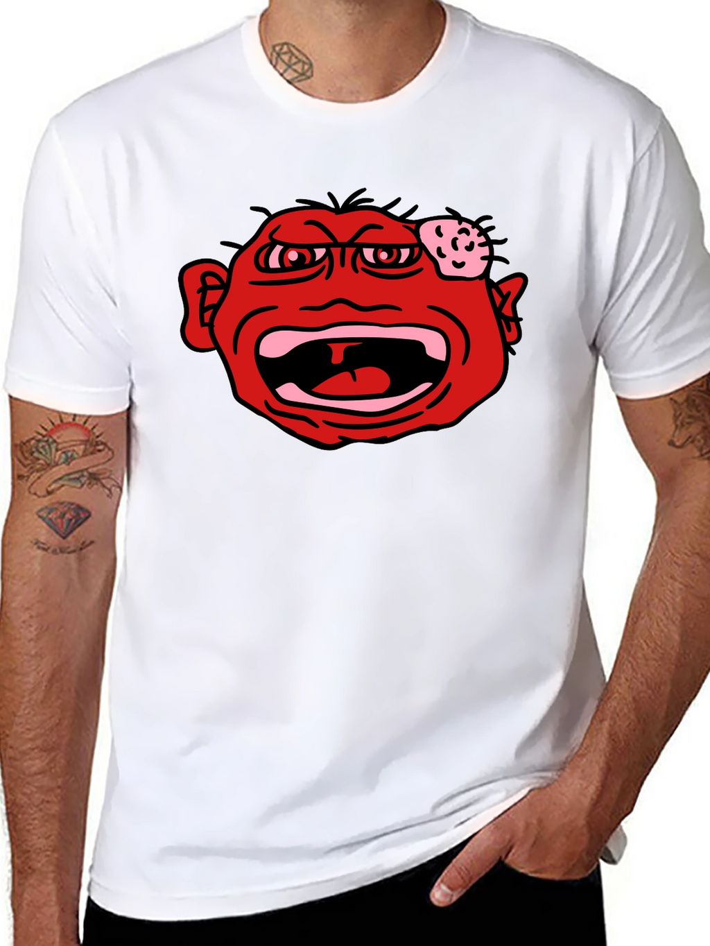 Angry Red Face Graphic Black T-Shirt