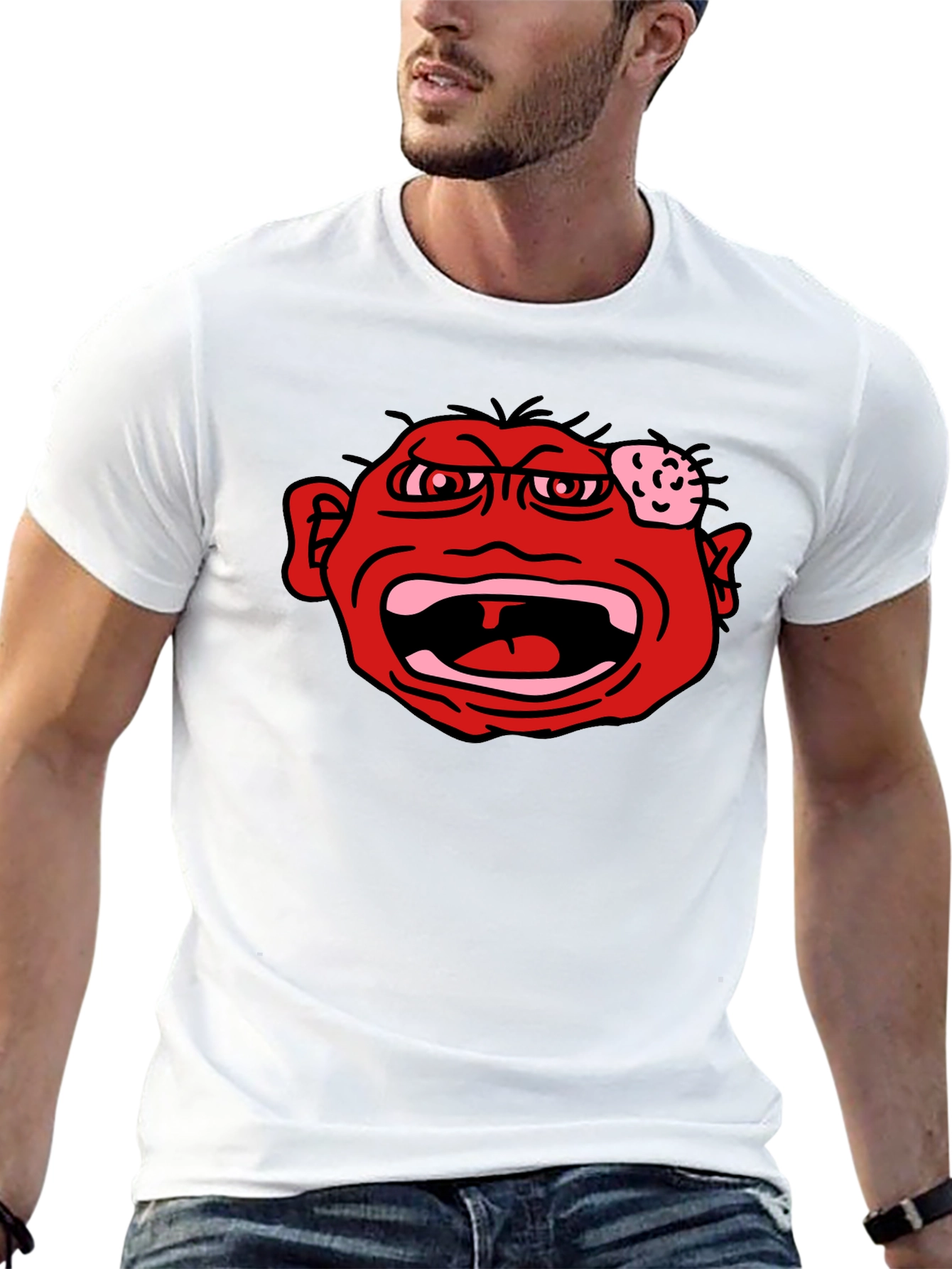 Angry Red Face Graphic Black T-Shirt