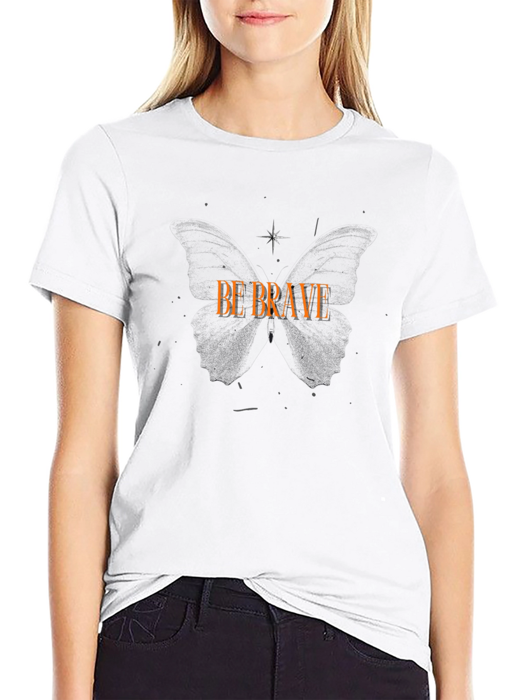 Be Brave Butterfly Graphic Black Tee