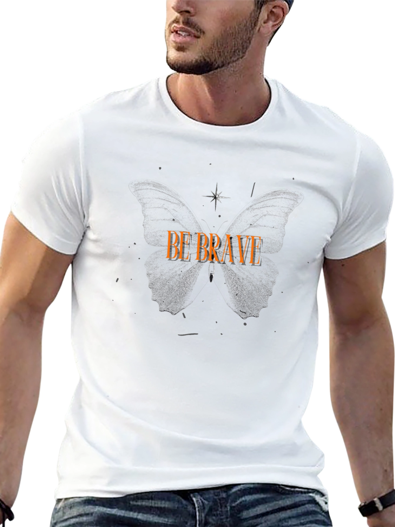 Be Brave Butterfly Graphic Black Tee