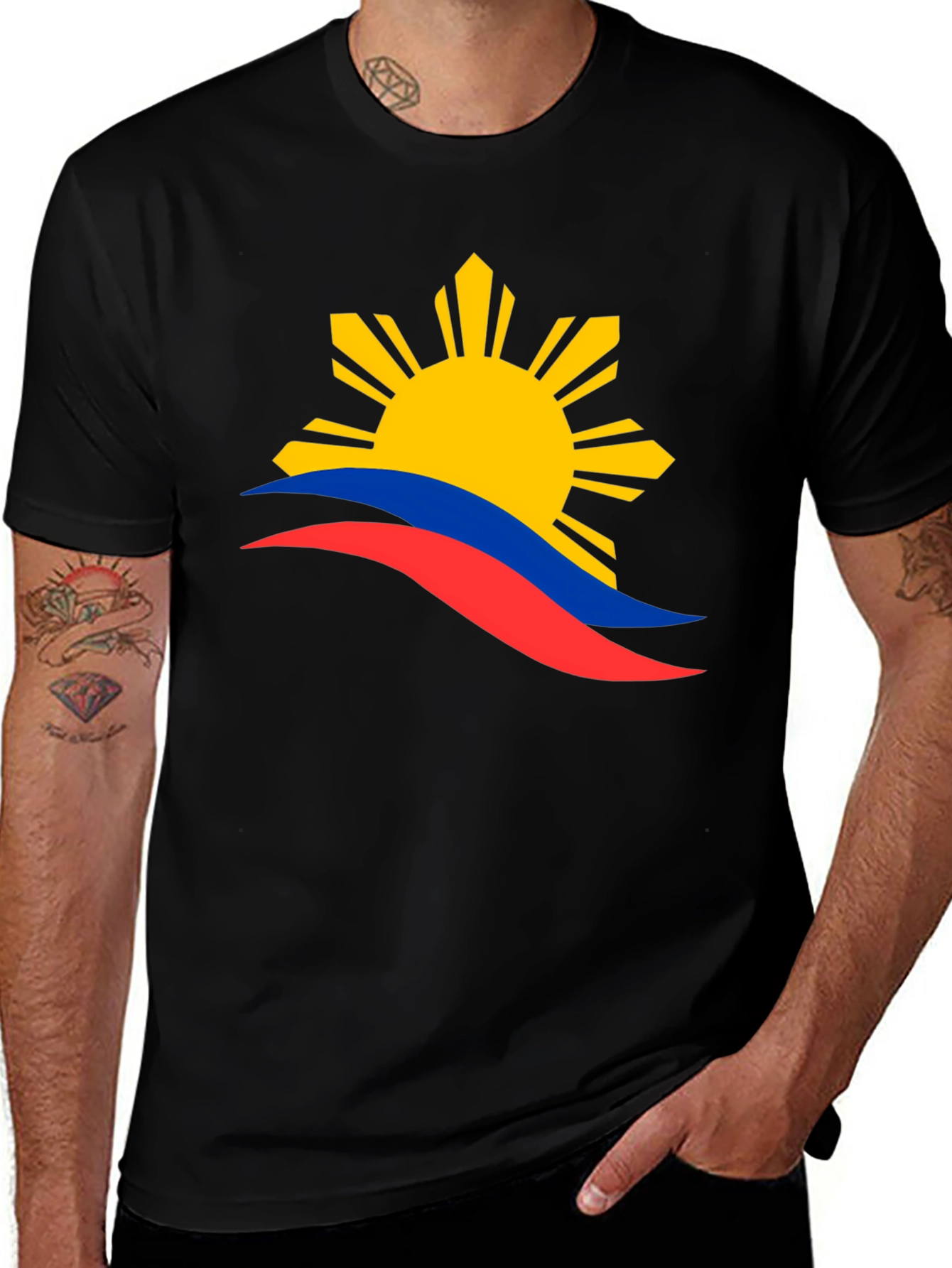 Philippines Flag Sun T-Shirt - Black