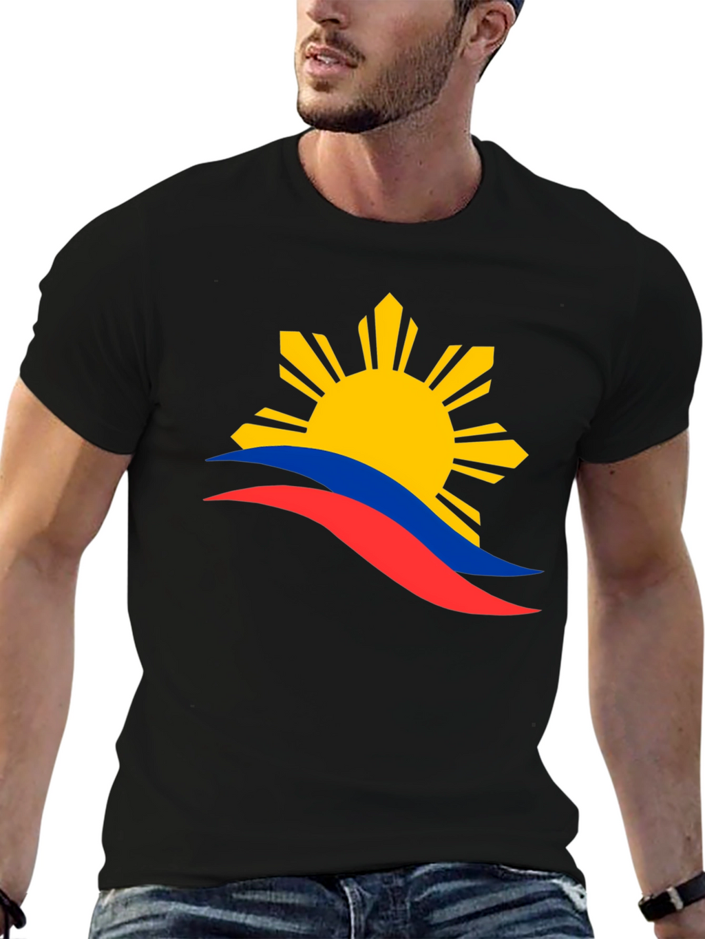 Philippines Flag Sun T-Shirt - Black