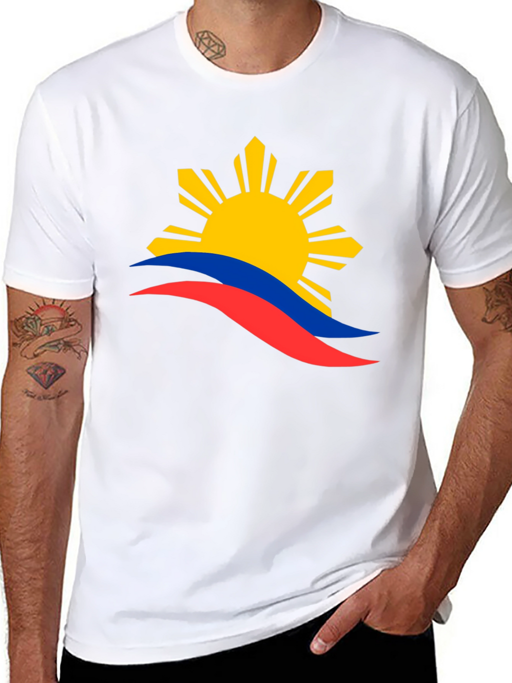 Philippines Flag Sun T-Shirt - Black