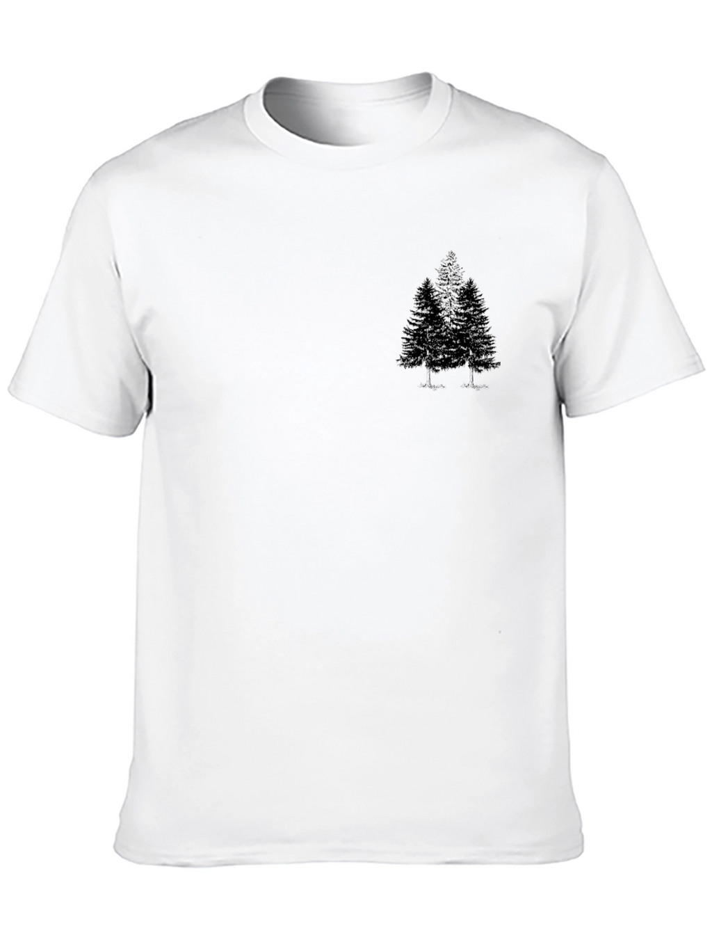 Mens Black Crewneck Tee with Pine Tree Graphic