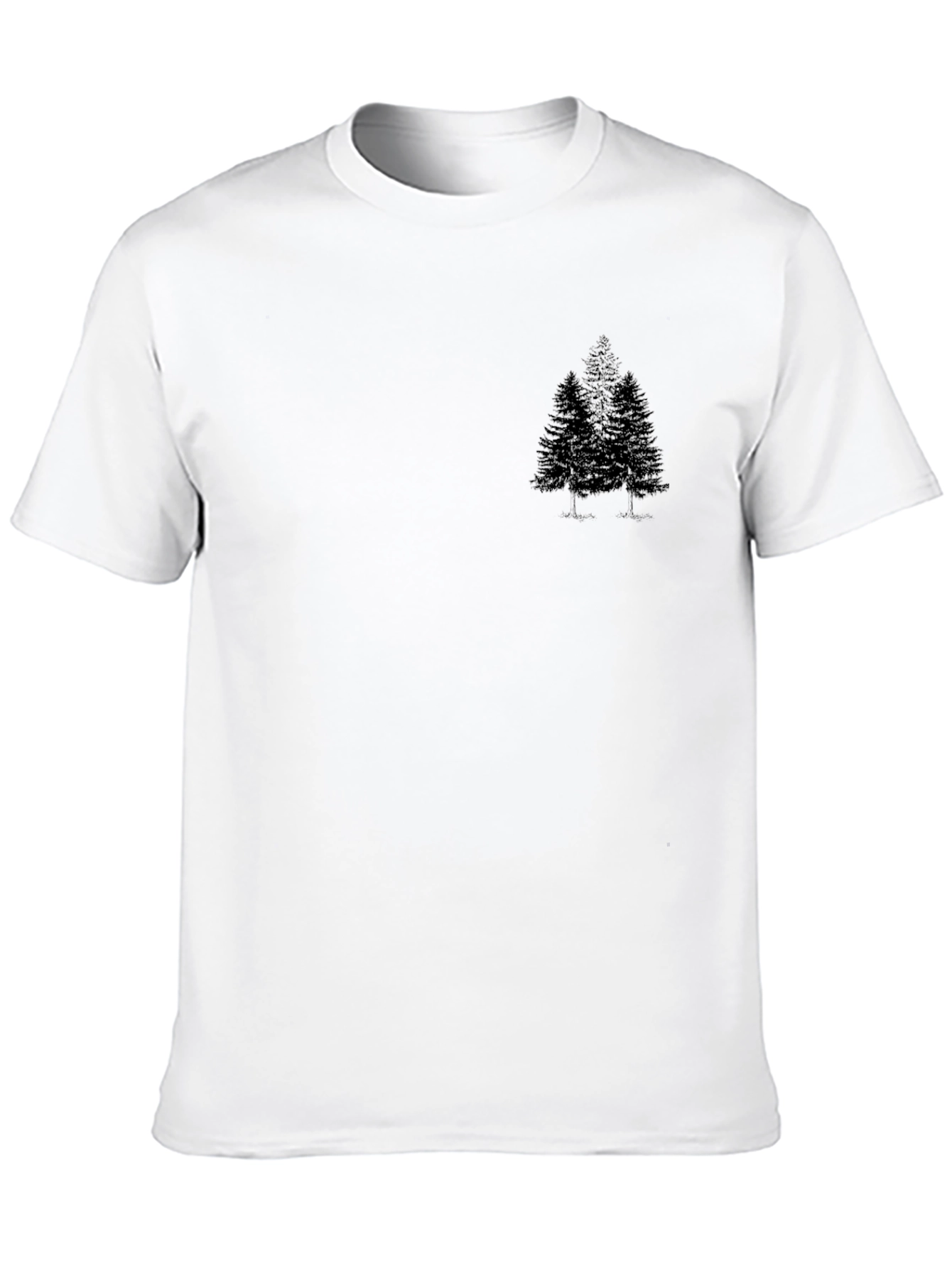 Mens Black Crewneck Tee with Pine Tree Graphic