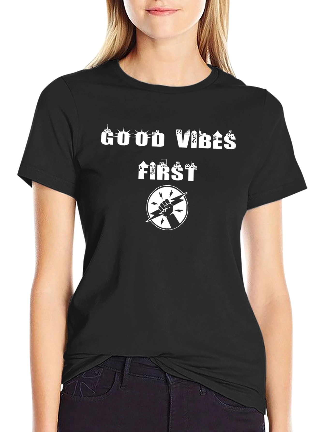 Good Vibes First Graphic T-Shirt - Black Cotton Tee
