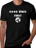 Good Vibes First Graphic T-Shirt - Black Cotton Tee