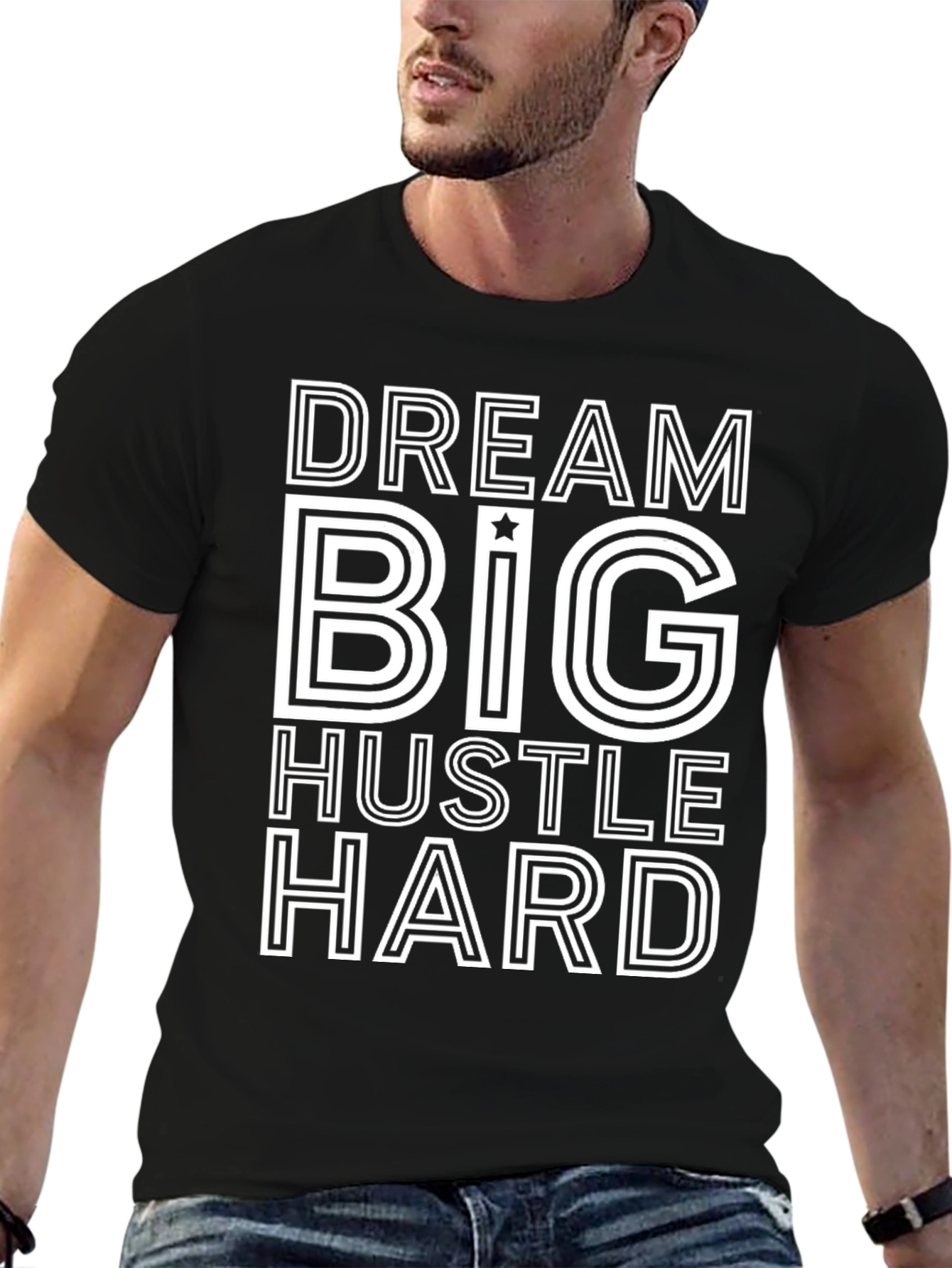 Dream Big Hustle Hard Black Graphic Tee