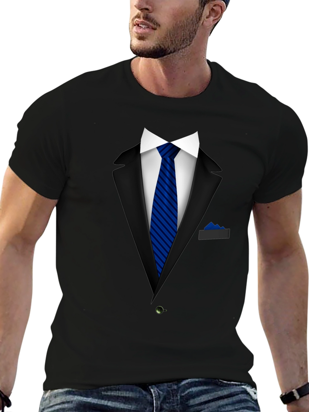 Formal Suit Graphic Tee - Blue Tie