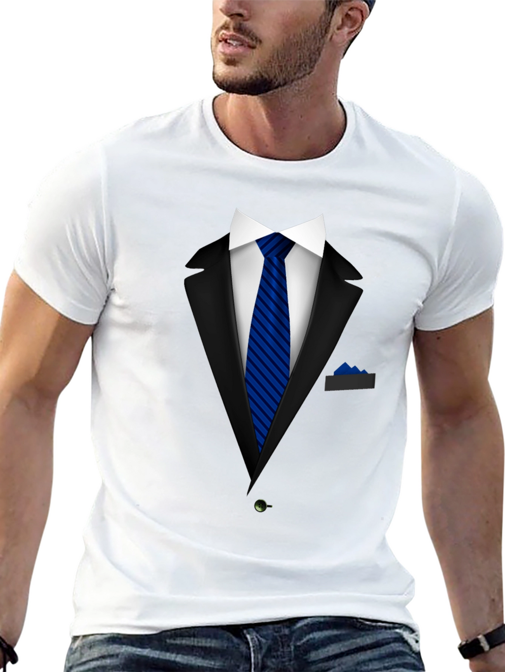 Formal Suit Graphic Tee - Blue Tie