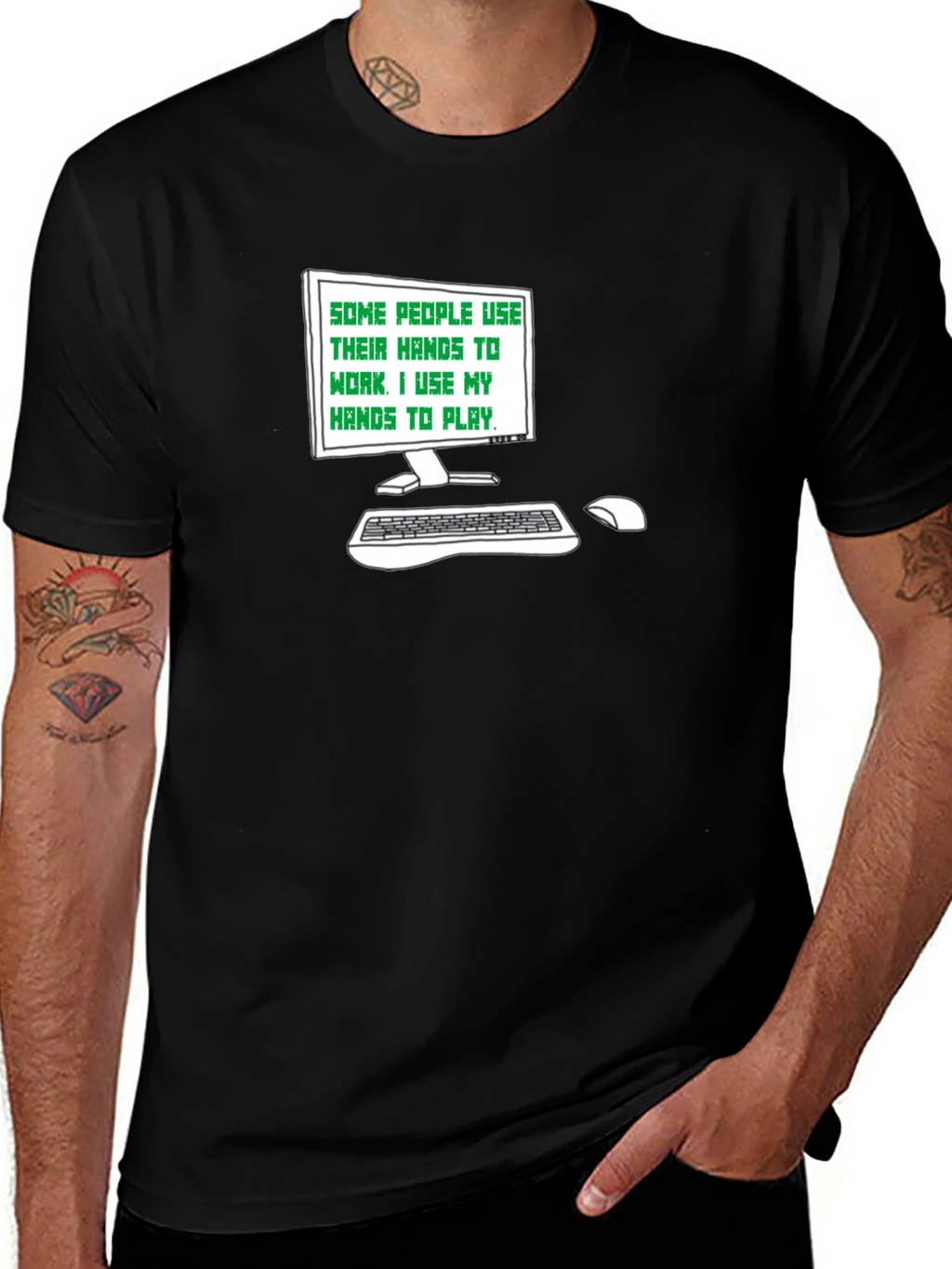 Gamer Tee: Hands to Play Black T-Shirt