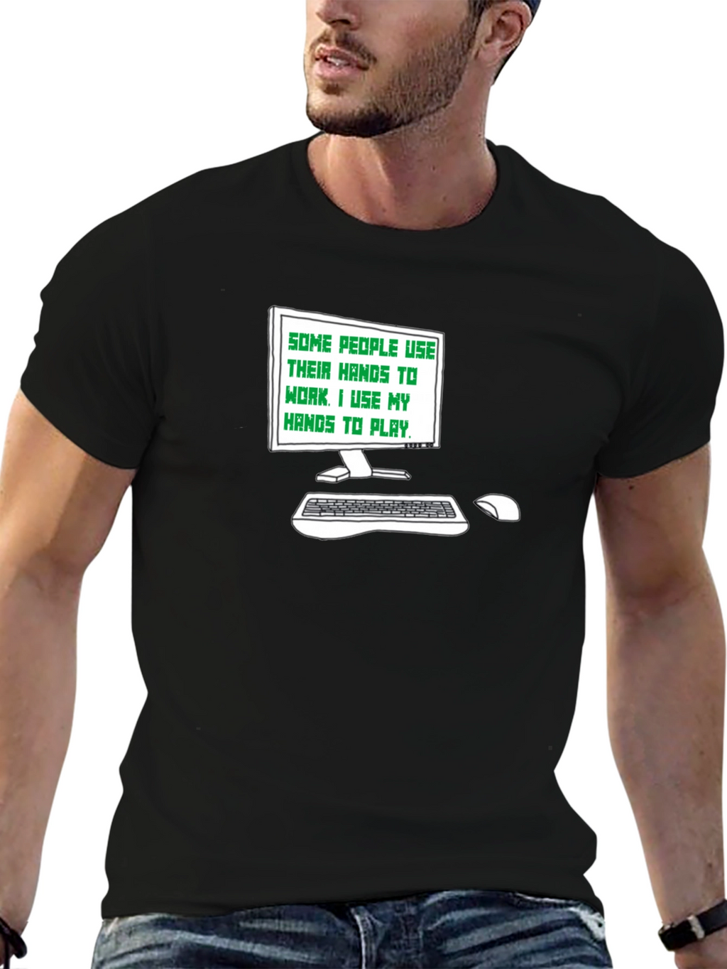 Gamer Tee: Hands to Play Black T-Shirt