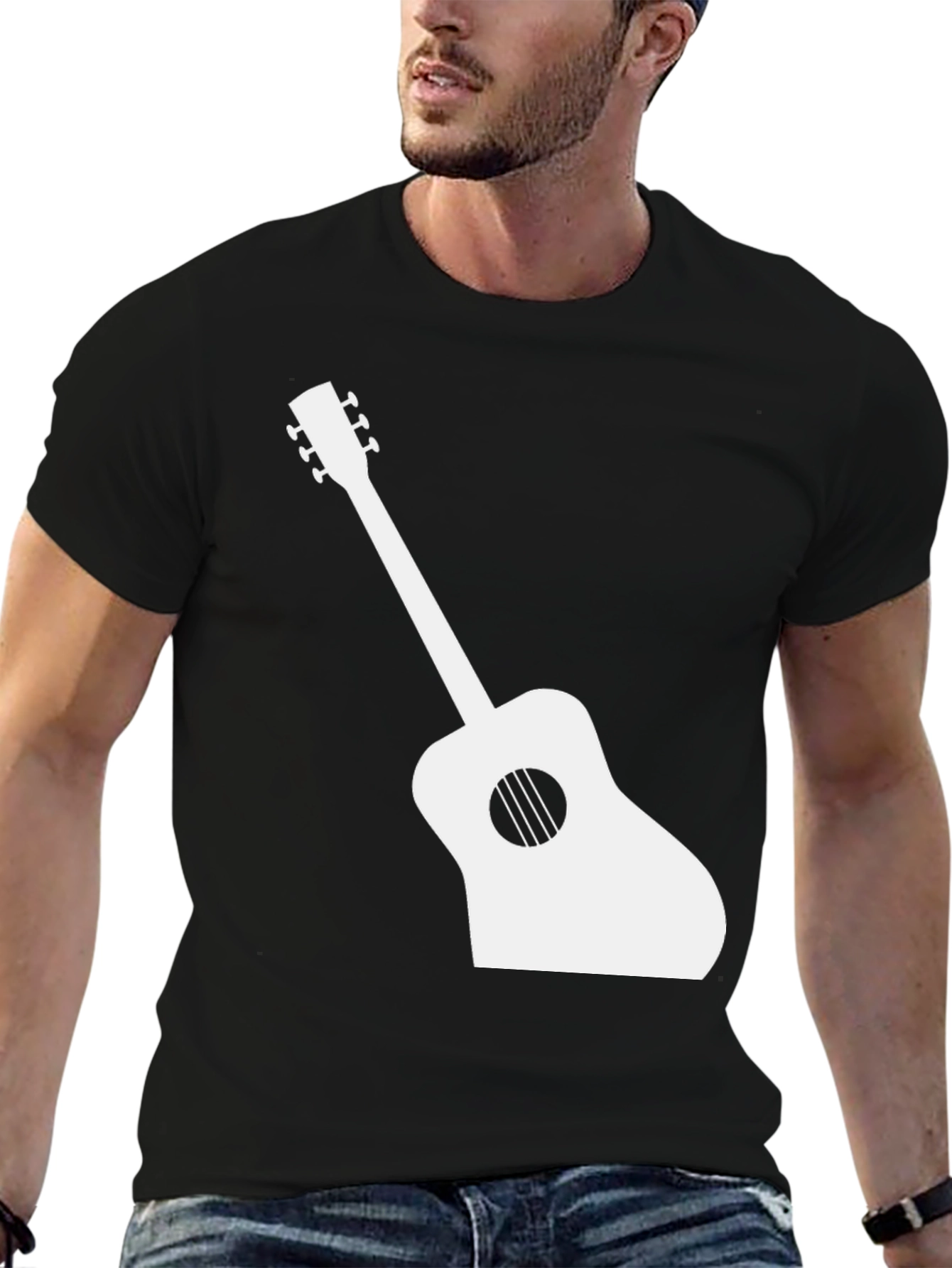 Guitar Graphic Tee - Black Casual T-Shirt