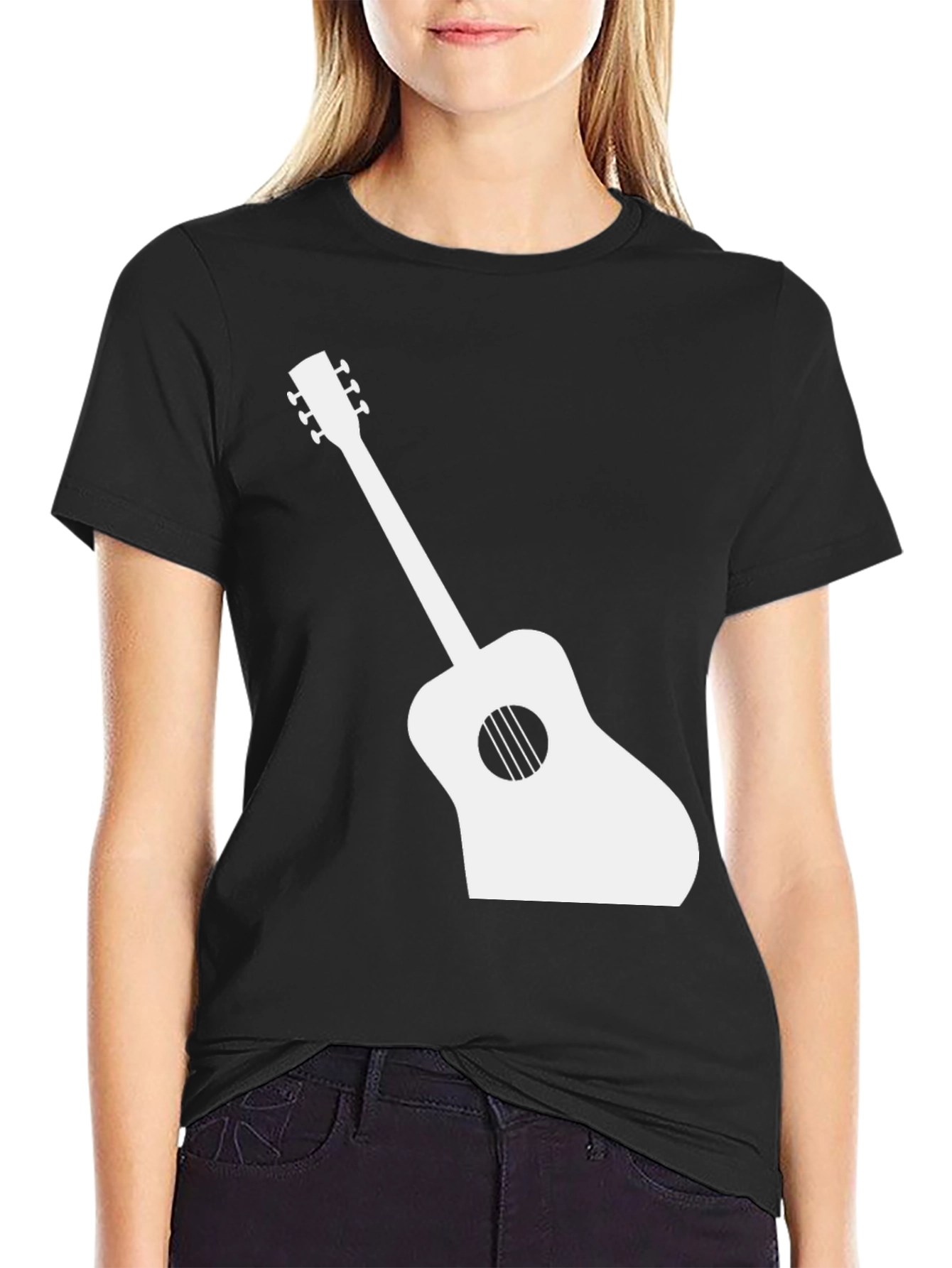 Guitar Graphic Tee - Black Casual T-Shirt