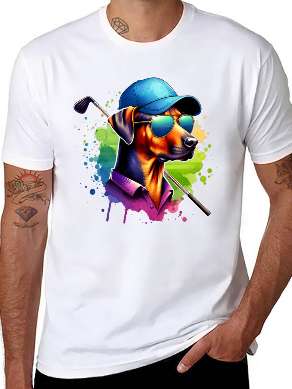 Dog Golfer Graphic Tee - Cool Canine Style