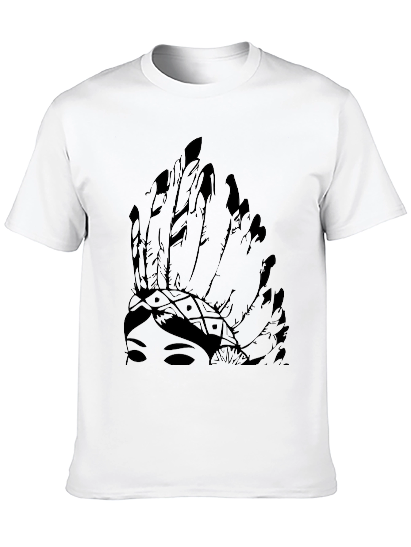 Native American Headdress Graphic Black Tee